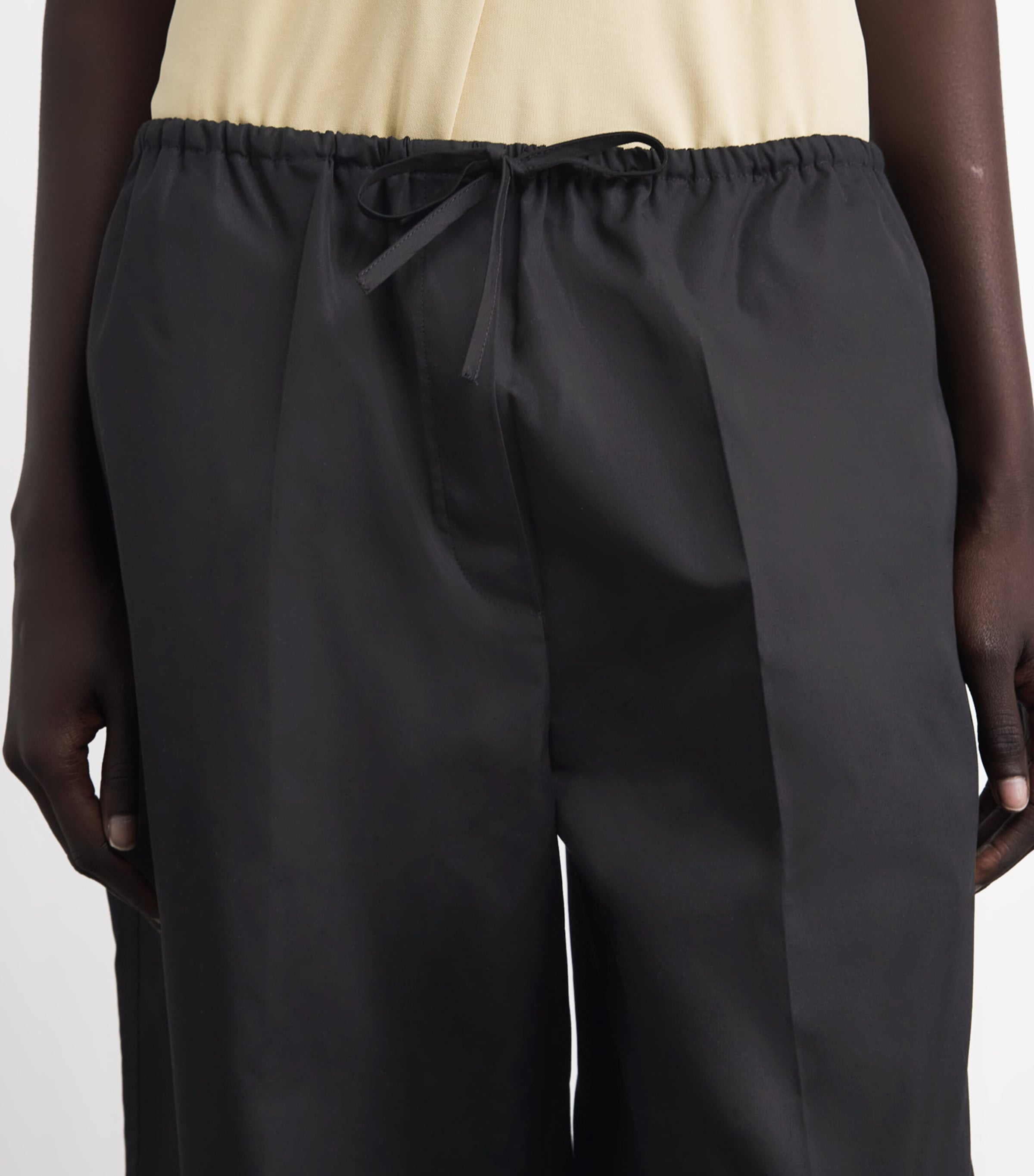 Toteme Womens Cotton Drawstring Trousers Black Image 3