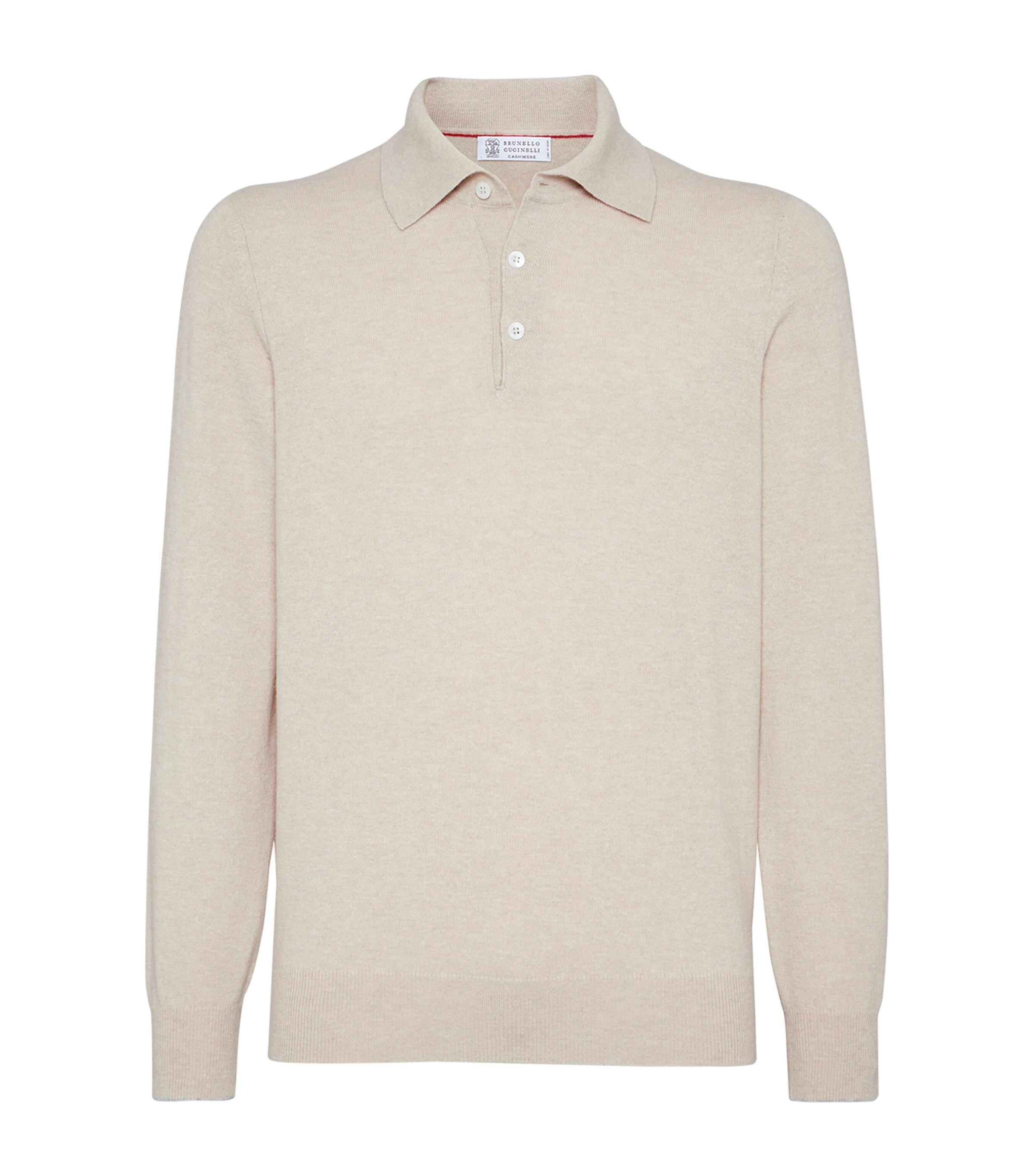 Brunello Cucinelli Cashmere Long-sleeve Polo Sweater In Neutral