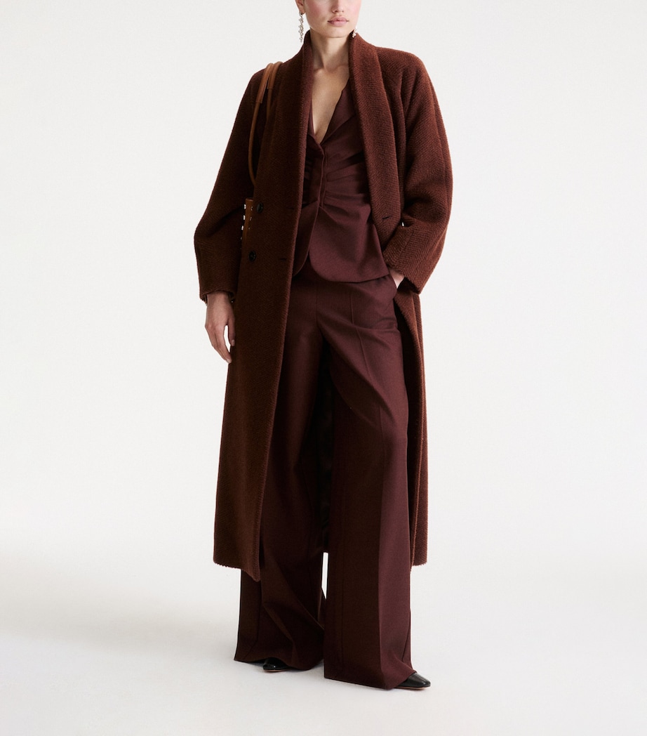 Marella Womens Alpaca-Virgin Wool Coat Brown Image 2