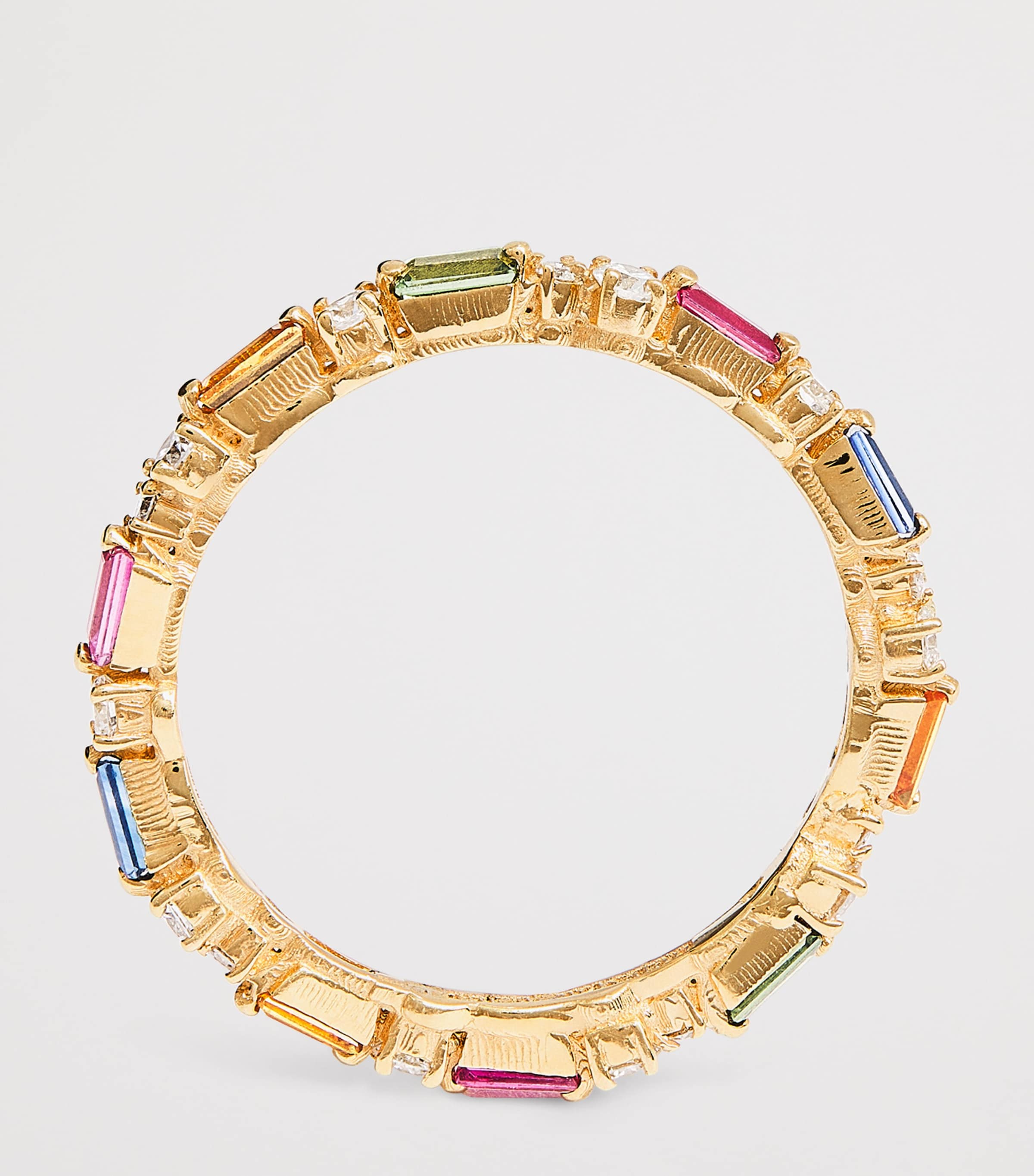 Suzanne Kalan Yellow Gold, Diamond and Rainbow Sapphire Thin Mix Eternity Ring Yg/rs Image 3