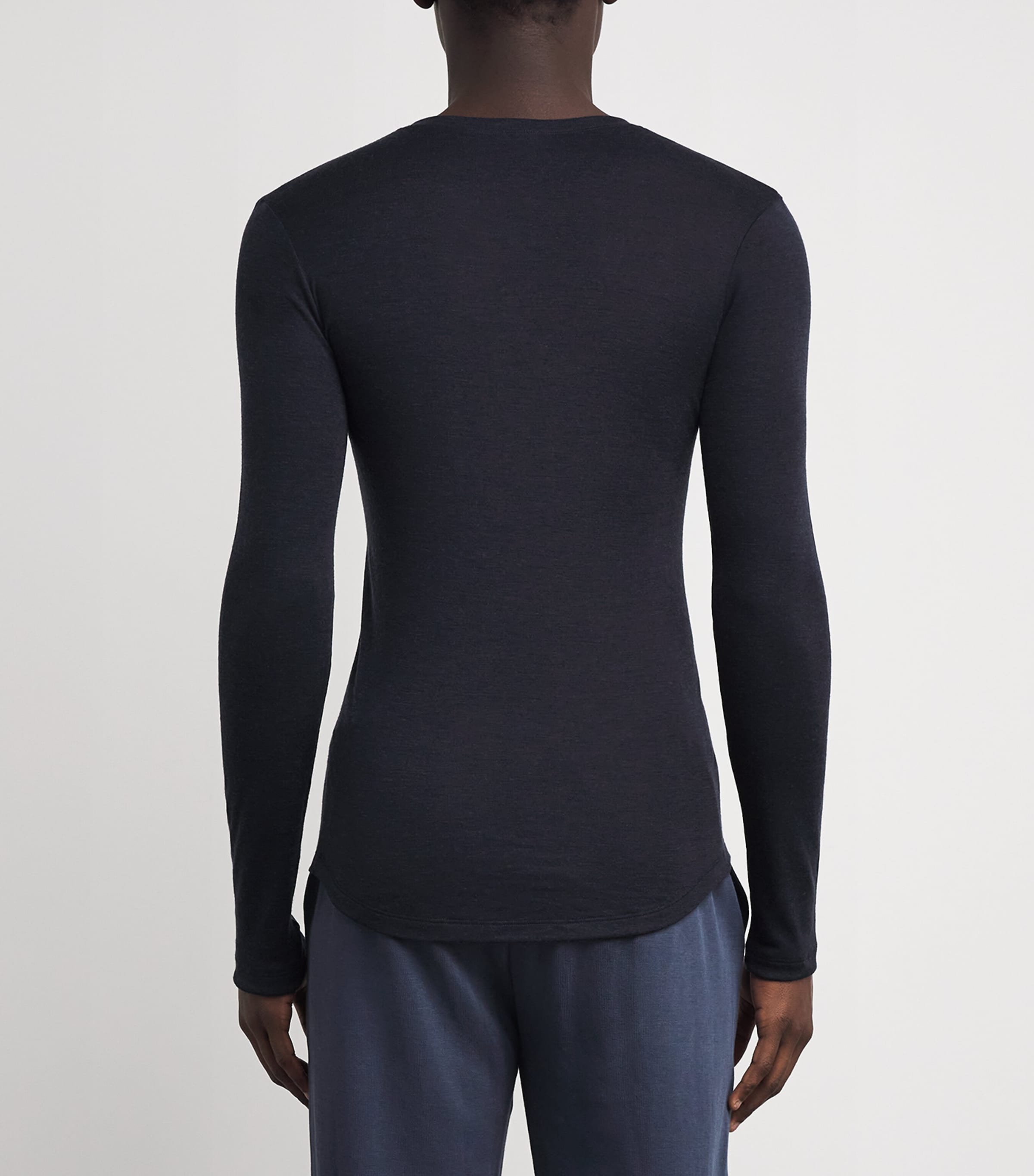 Silk-Cashmere Long-Sleeve T-Shirt 0019 BLACK Image 4