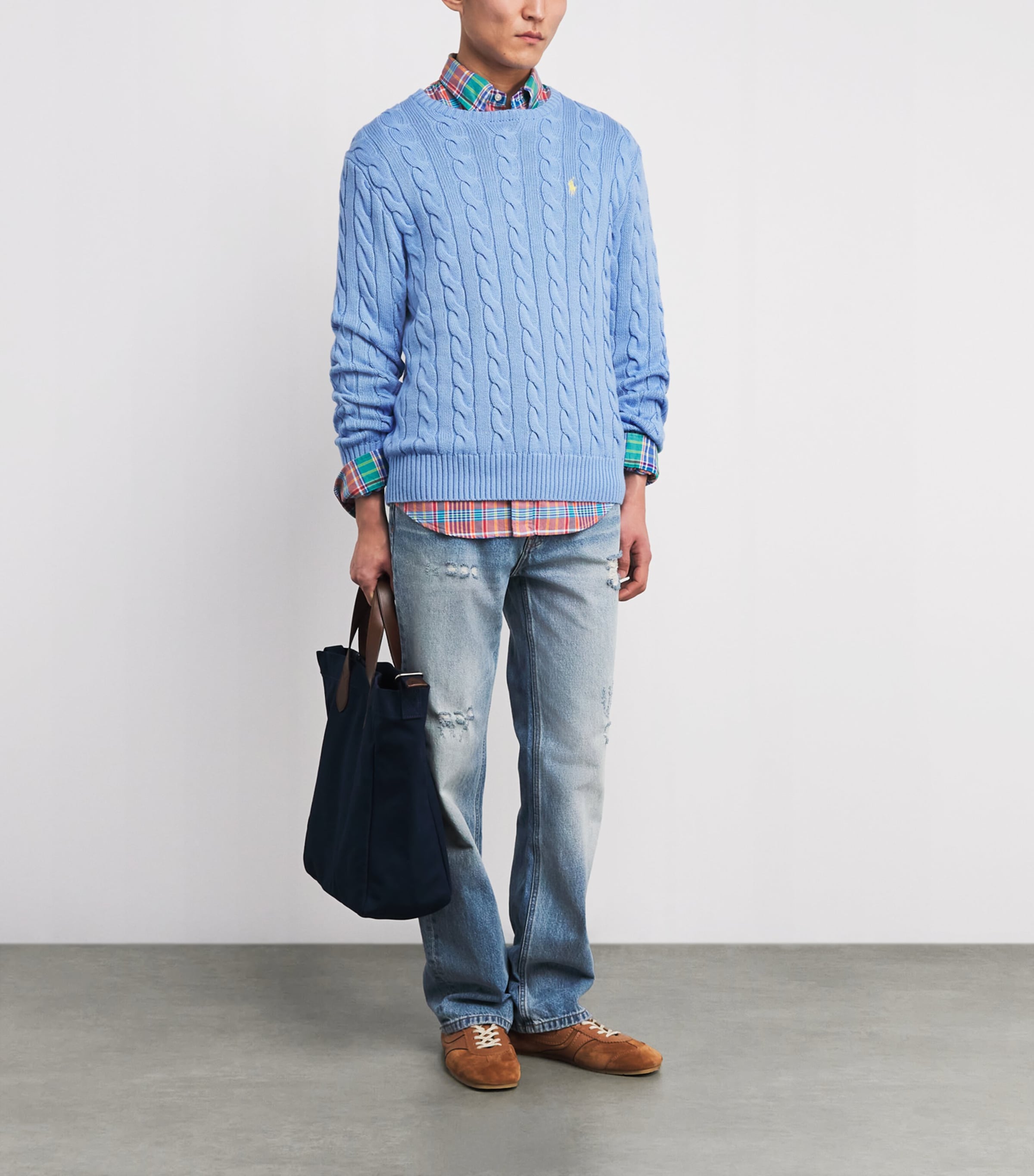 Cotton Cable-Knit Sweater AUSTIN BLUE Image 2