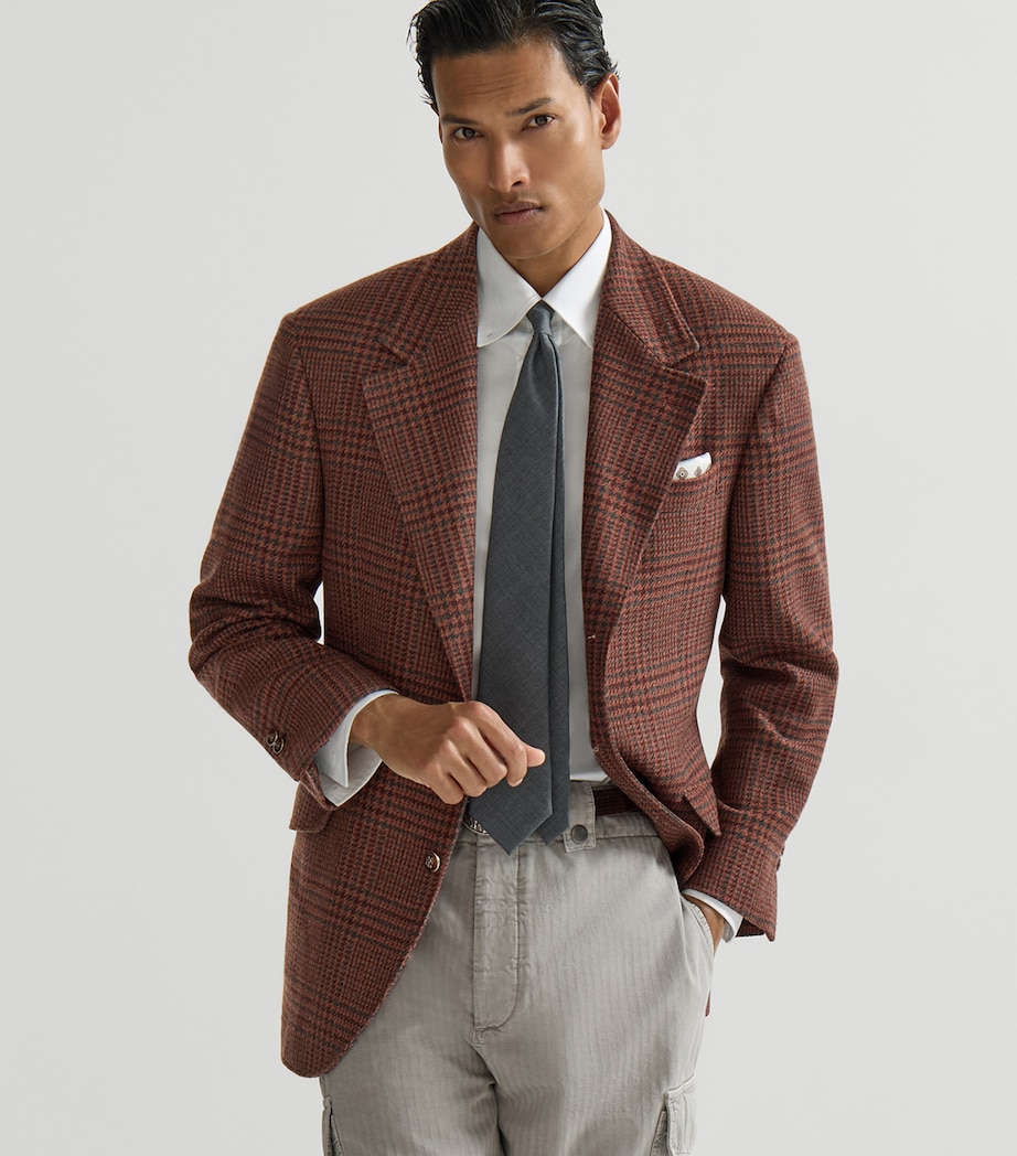 Brunello Cucinelli Mens Cashmere Check Cavallo Blazer Image 2