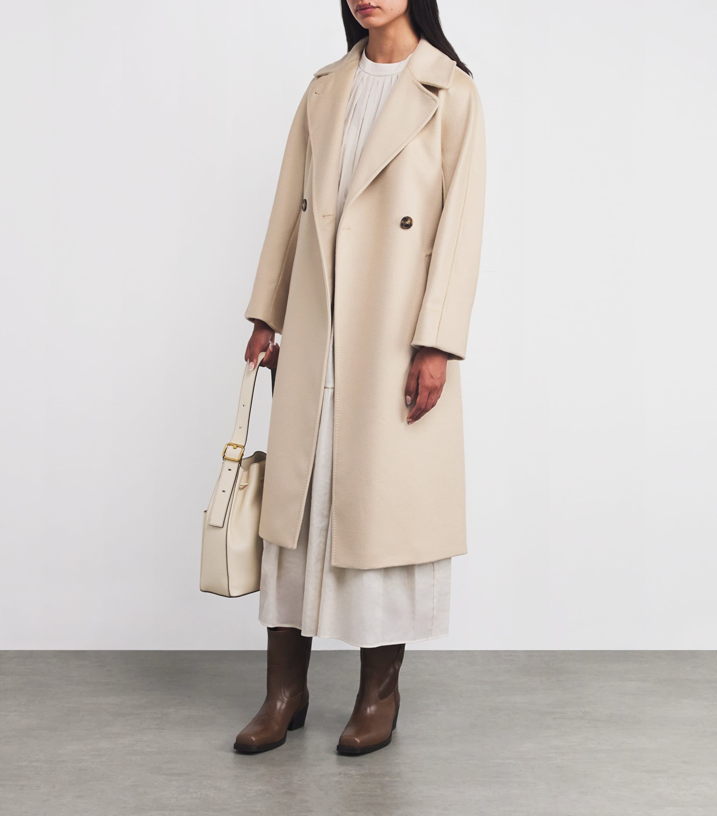 Virgin Wool Belted Coat IVORY Image 2