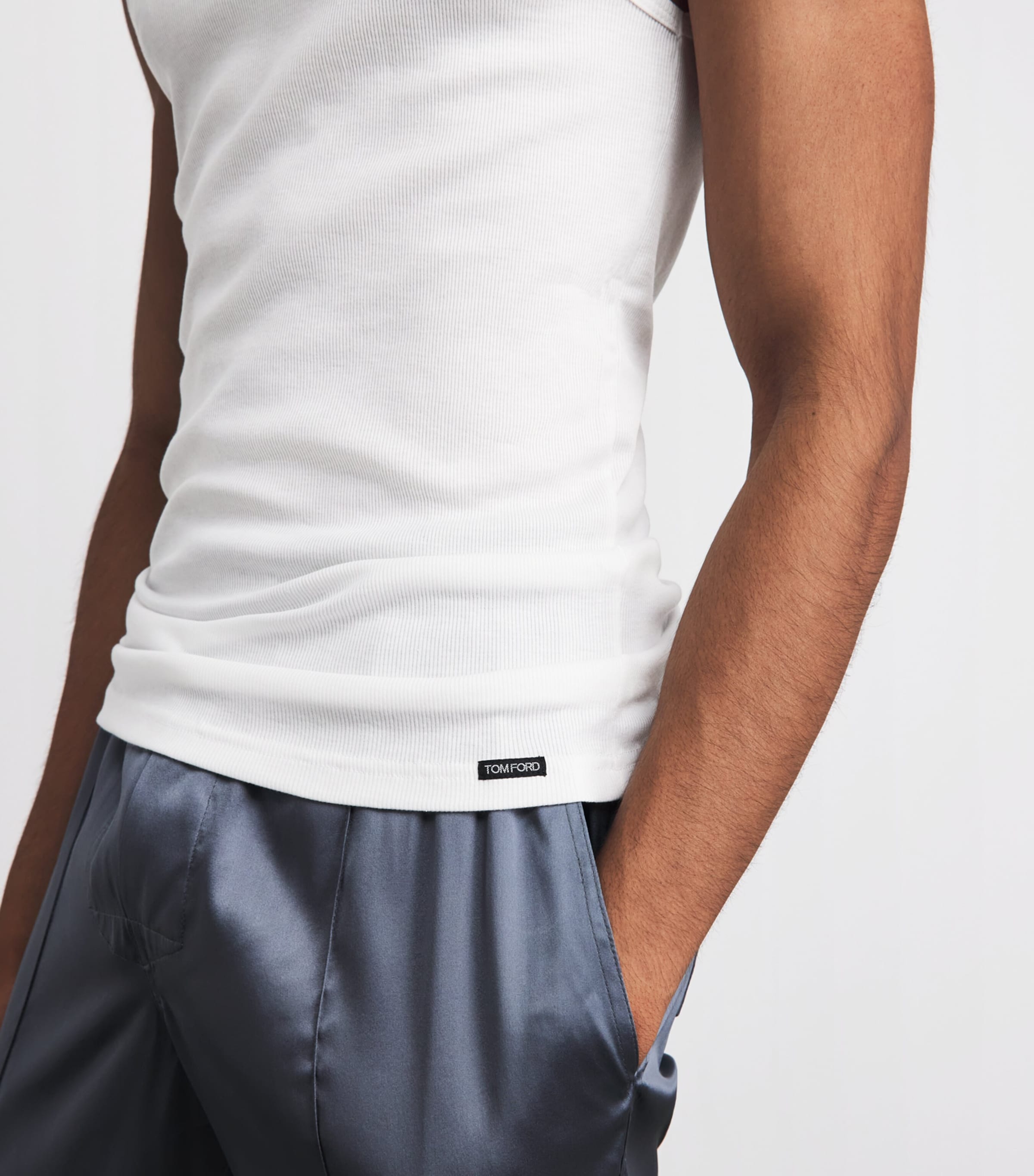 TOM FORD Mens Ribbed Tank Top White Image 3
