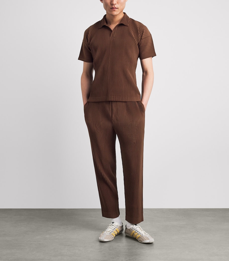 Homme Plissé Issey Miyake Mens Pleated Straight Trousers Anchor Brown Image 2