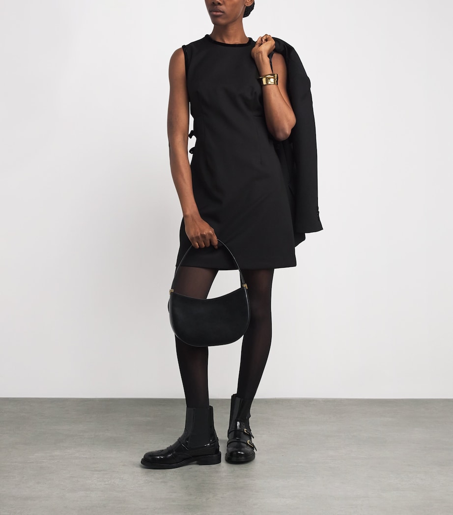 Velvet-Trim Mini Dress BLACK Image 2