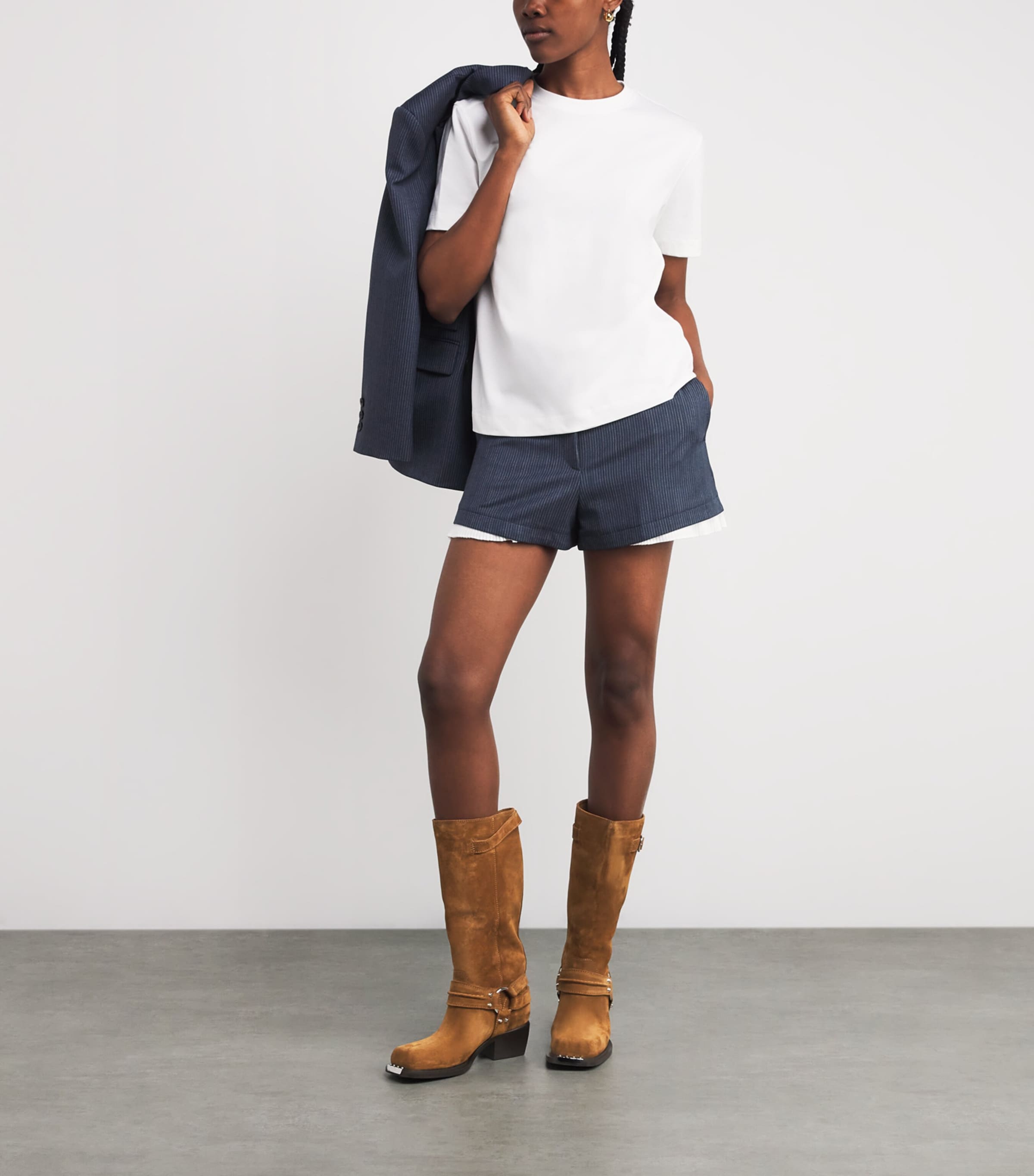 Suede Biker Boots CAMEL Image 6