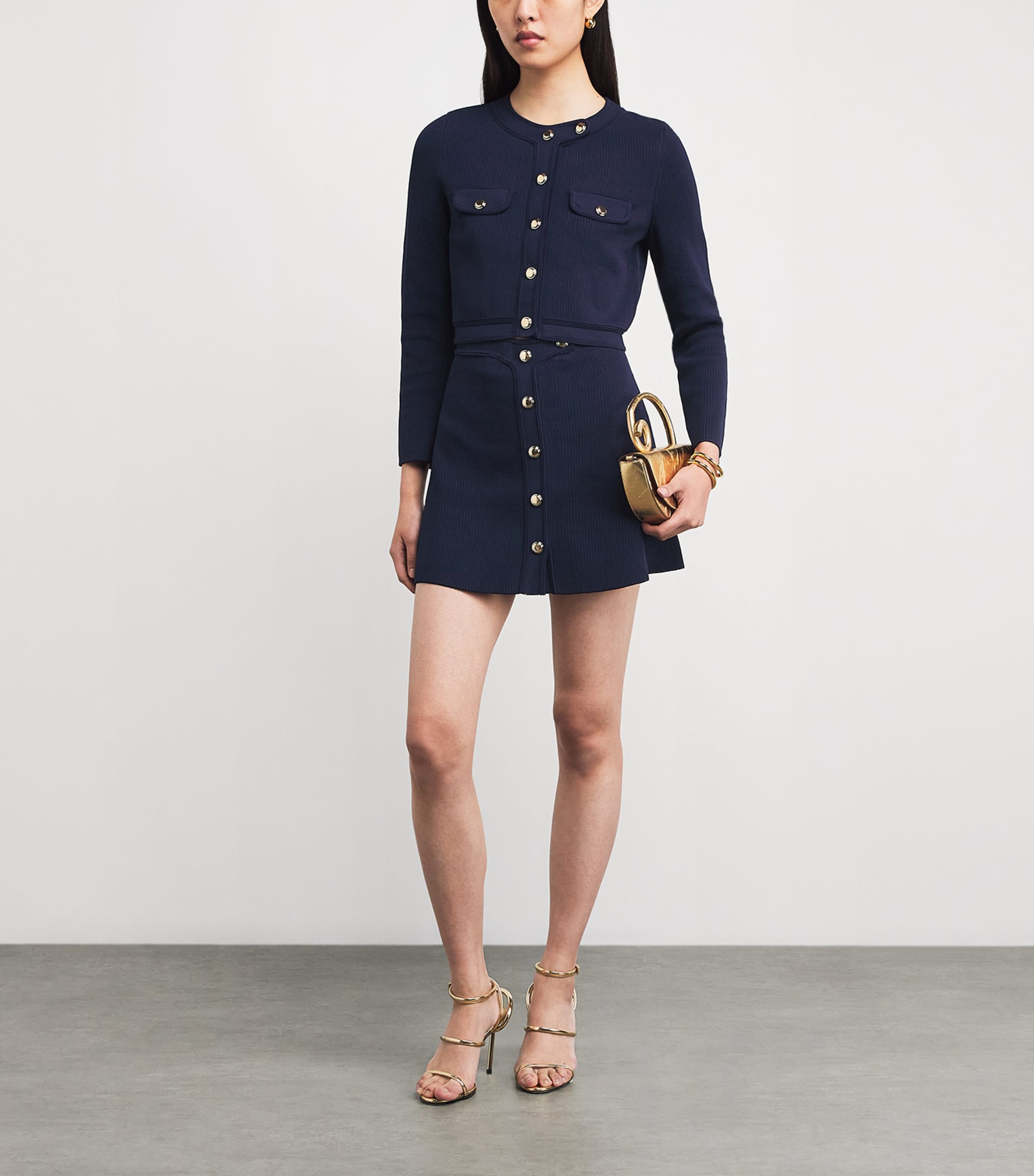 Rib-Knit Mini Skirt NAVY BLUE Image 2