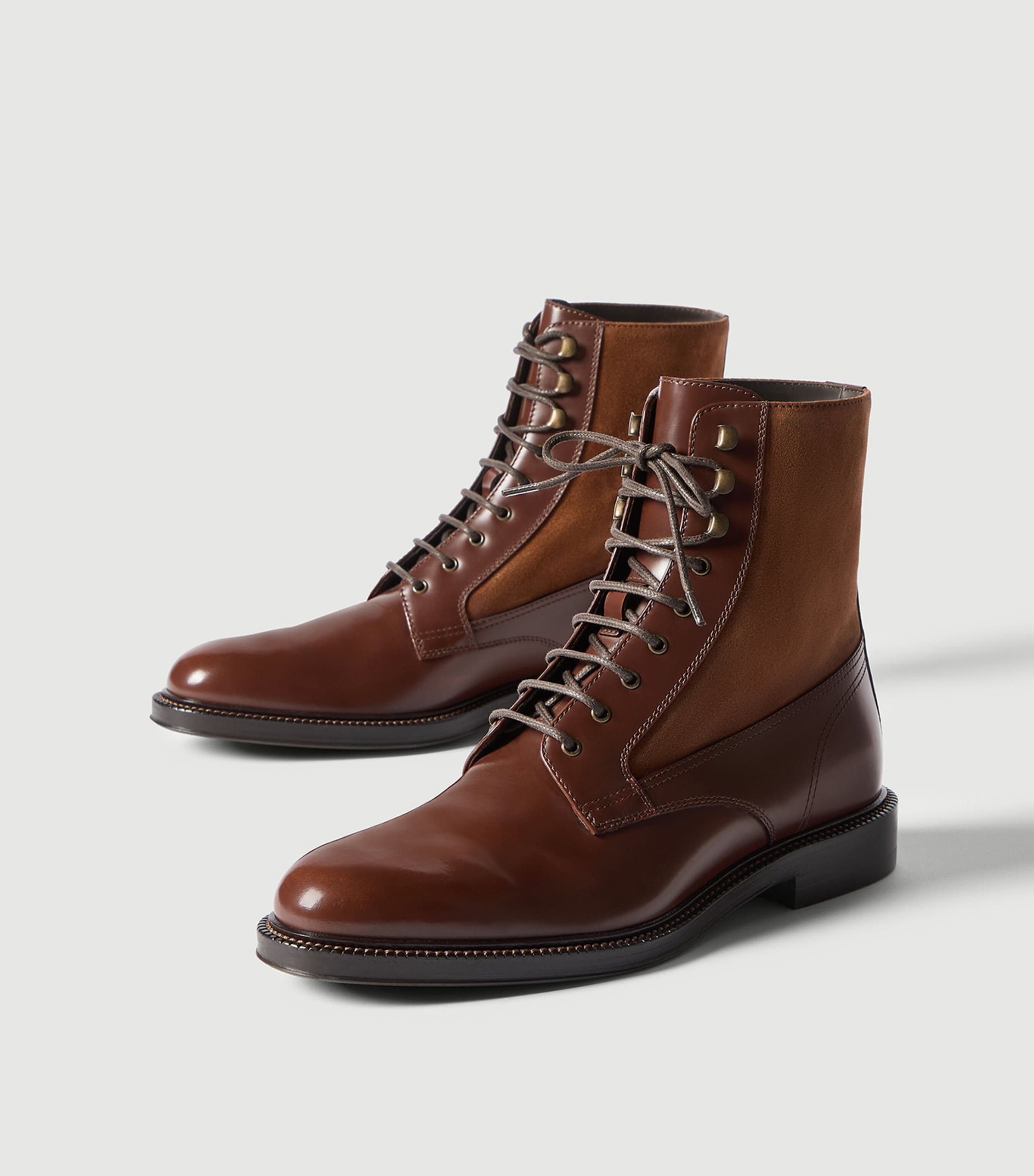 Brunello Cucinelli Leather Lace-Up Ankle Boots Image 6