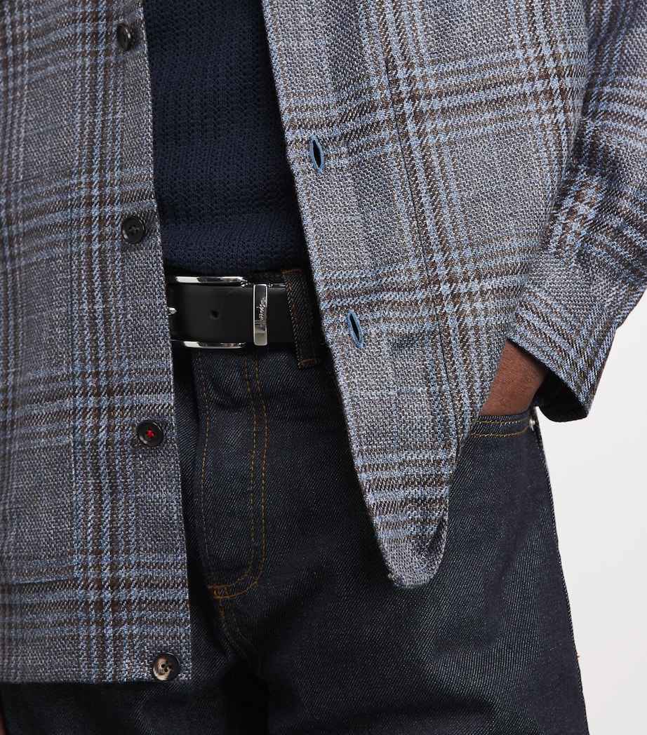Isaia Mens Wool-Silk-Linen Check Overshirt Image 3