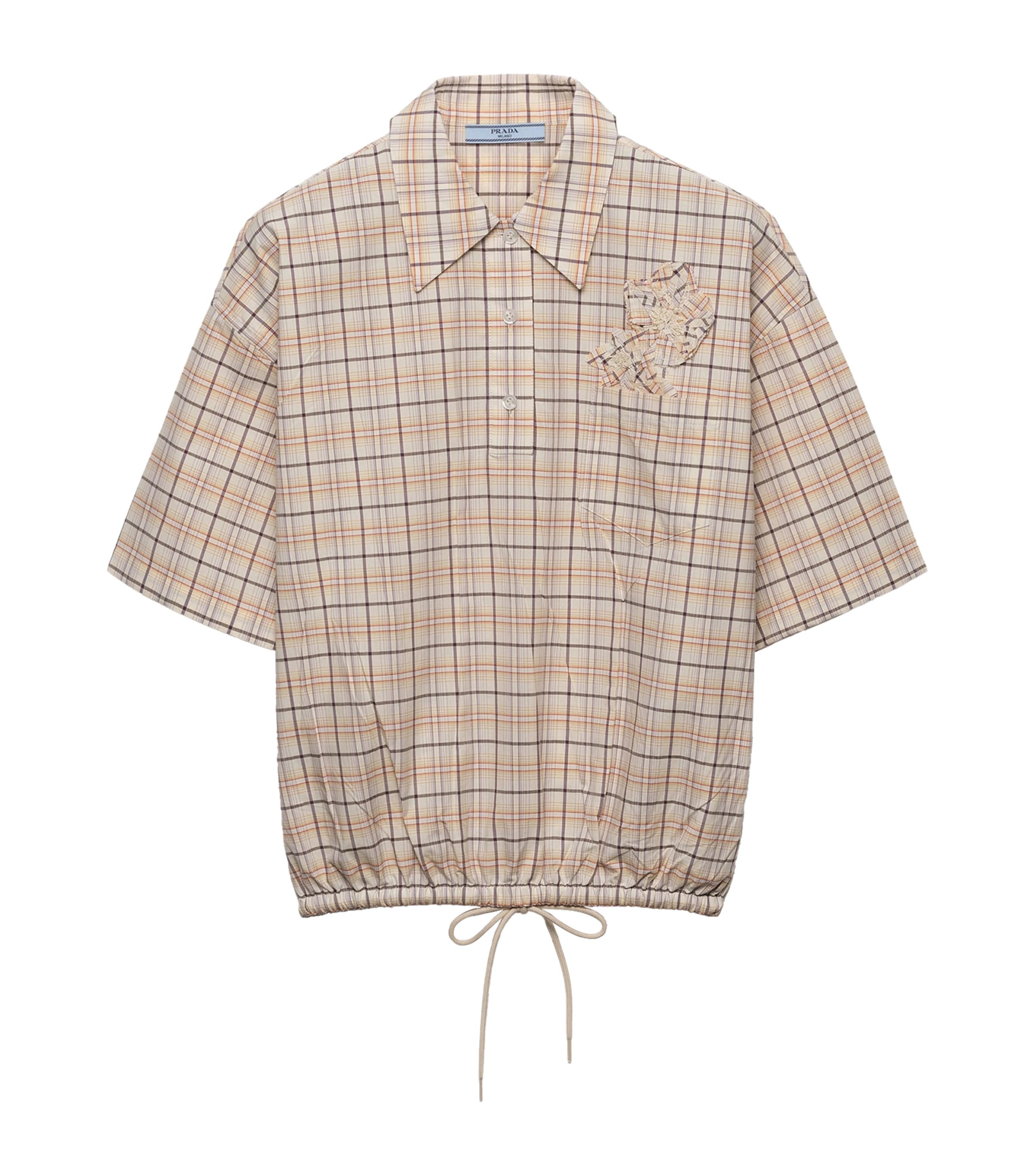 Prada Womens Cotton Embroidered Check Shirt Image 1