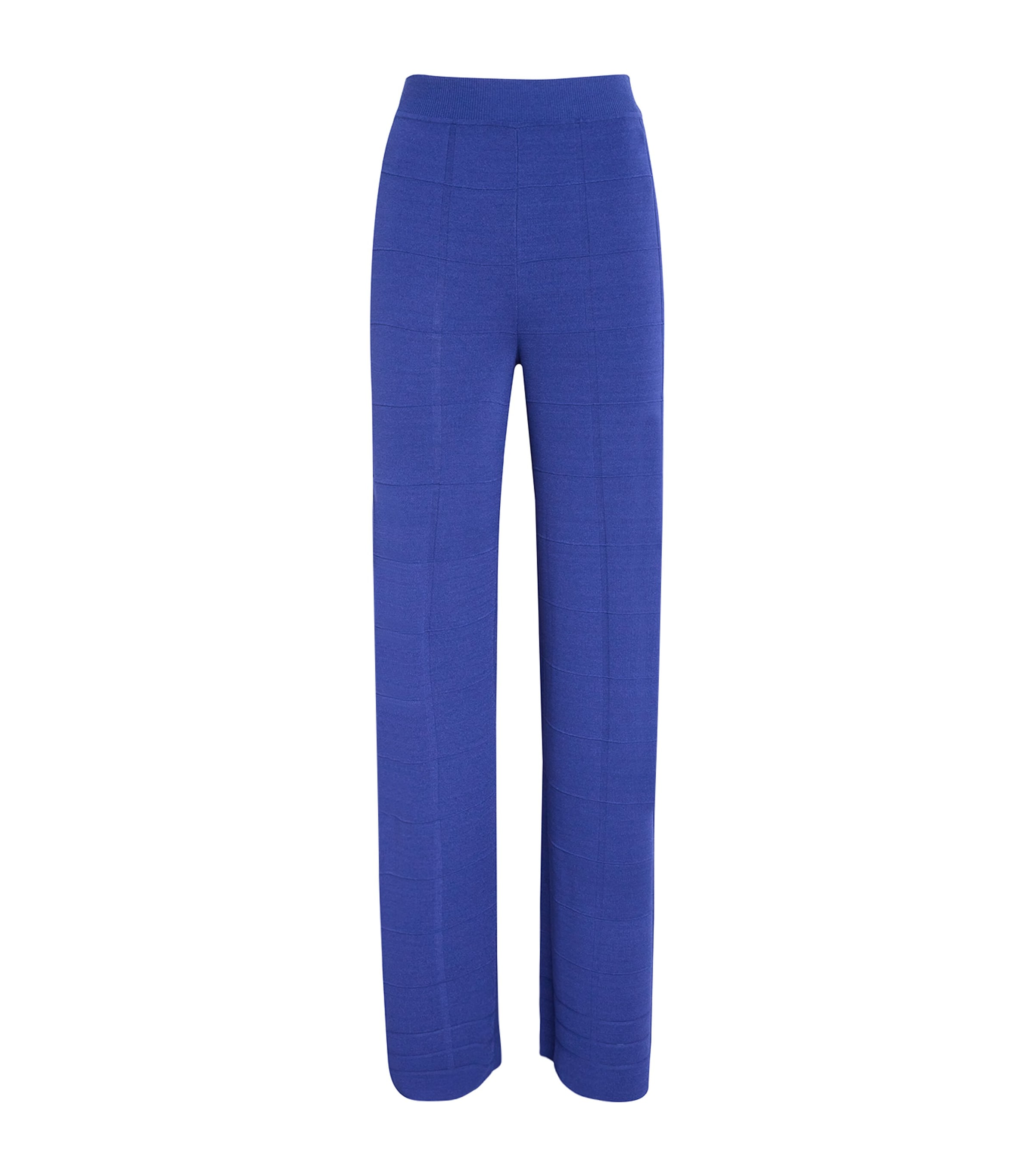 Joseph Grid Knit Straight Trousers In Blue