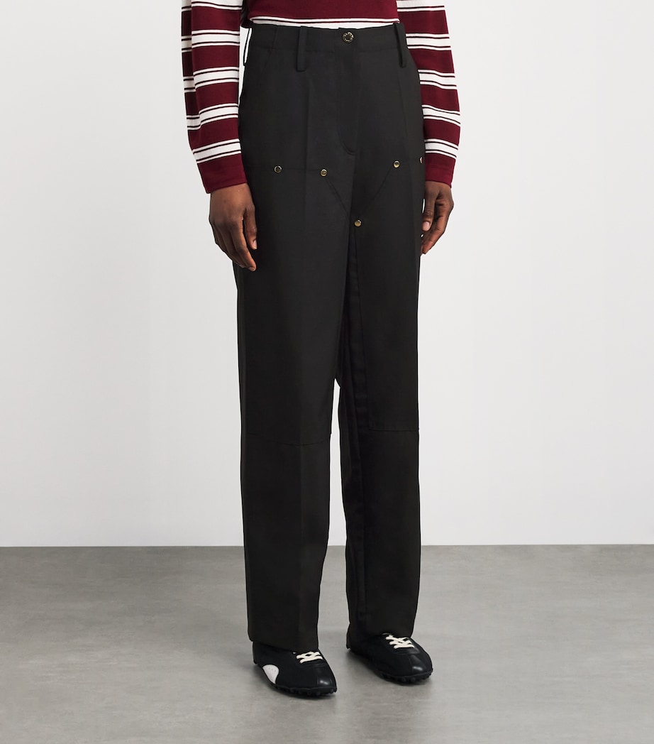 Wool-Blend Straight Leg Trousers BLACK Image 3