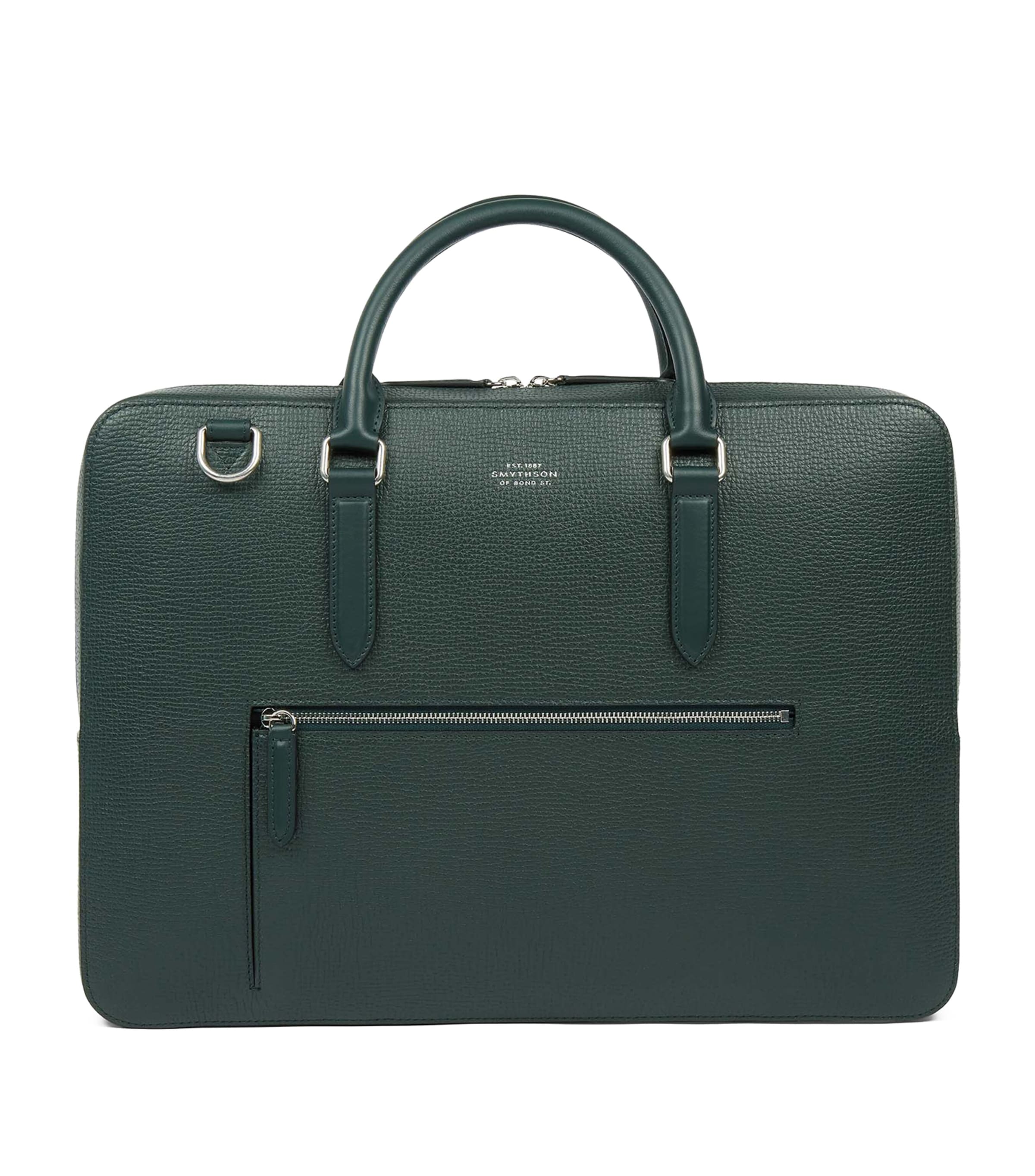 Ludlow Leather Slim Briefcase BOTTLE GREEN Image 1