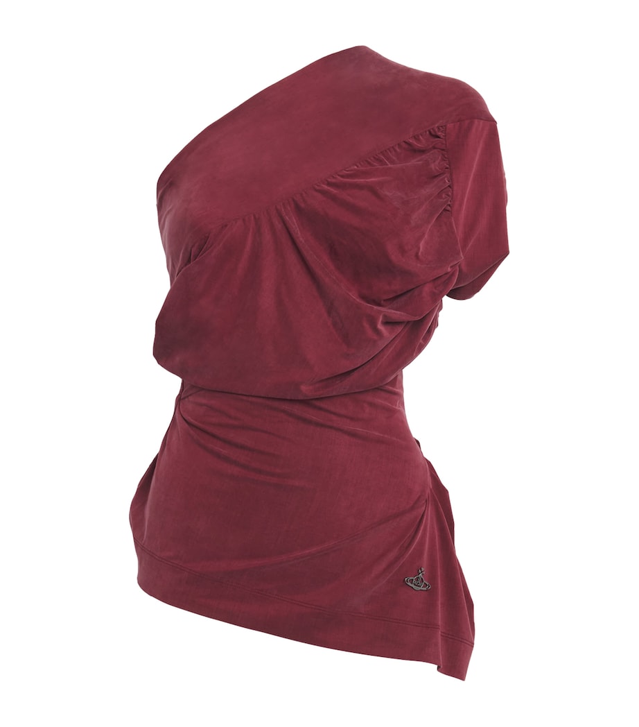 Andalouse Asymmetric Draped Top H406 BRICK Image 1