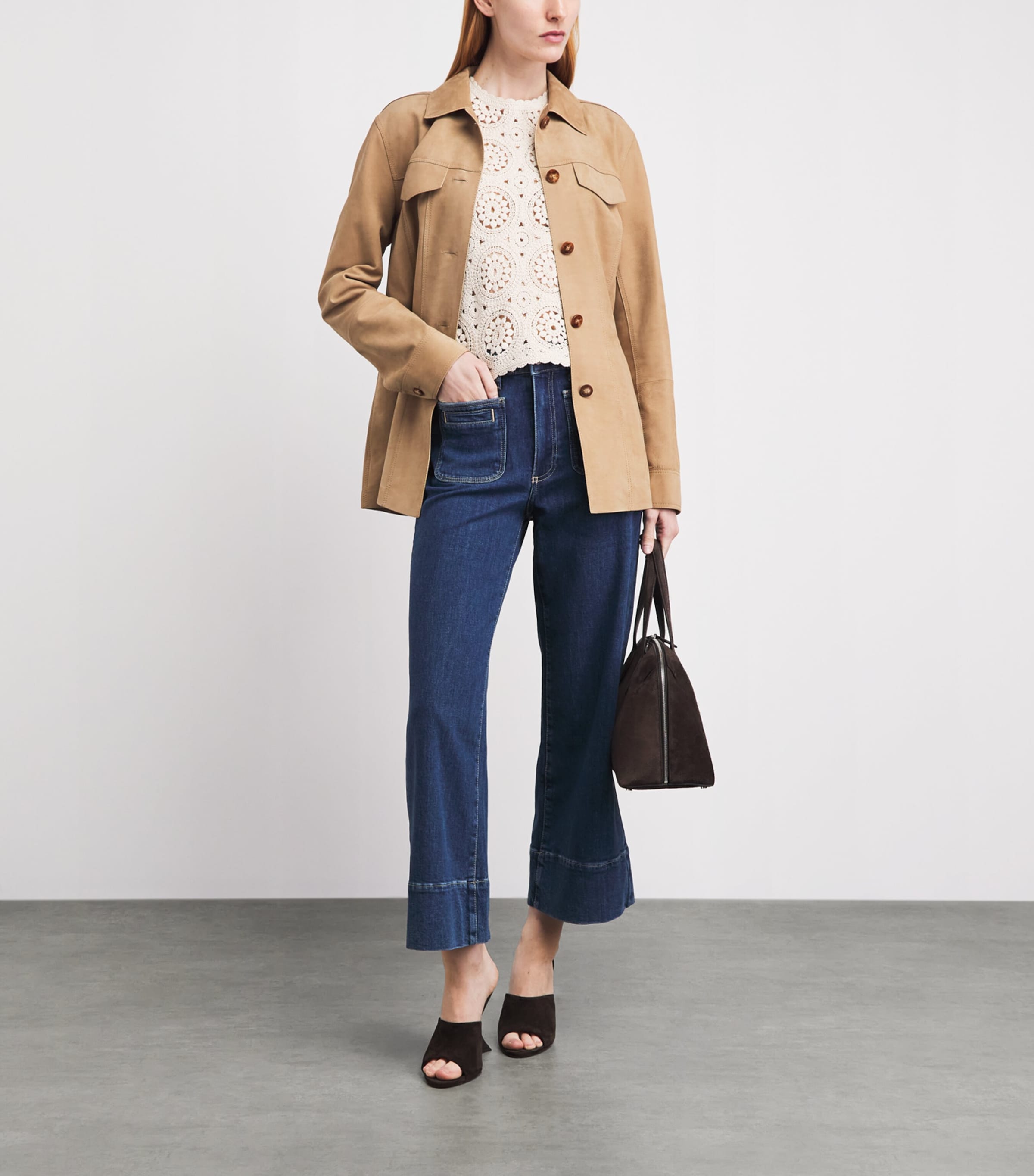 PAIGE Womens Anessa Wide-Leg Jeans Navigator Image 2