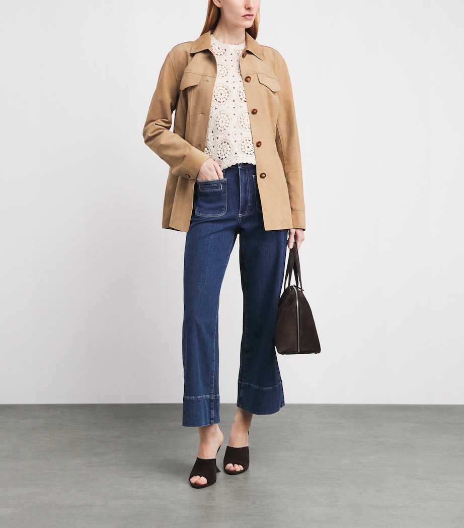 PAIGE Womens Anessa Wide-Leg Jeans Navigator Image 2