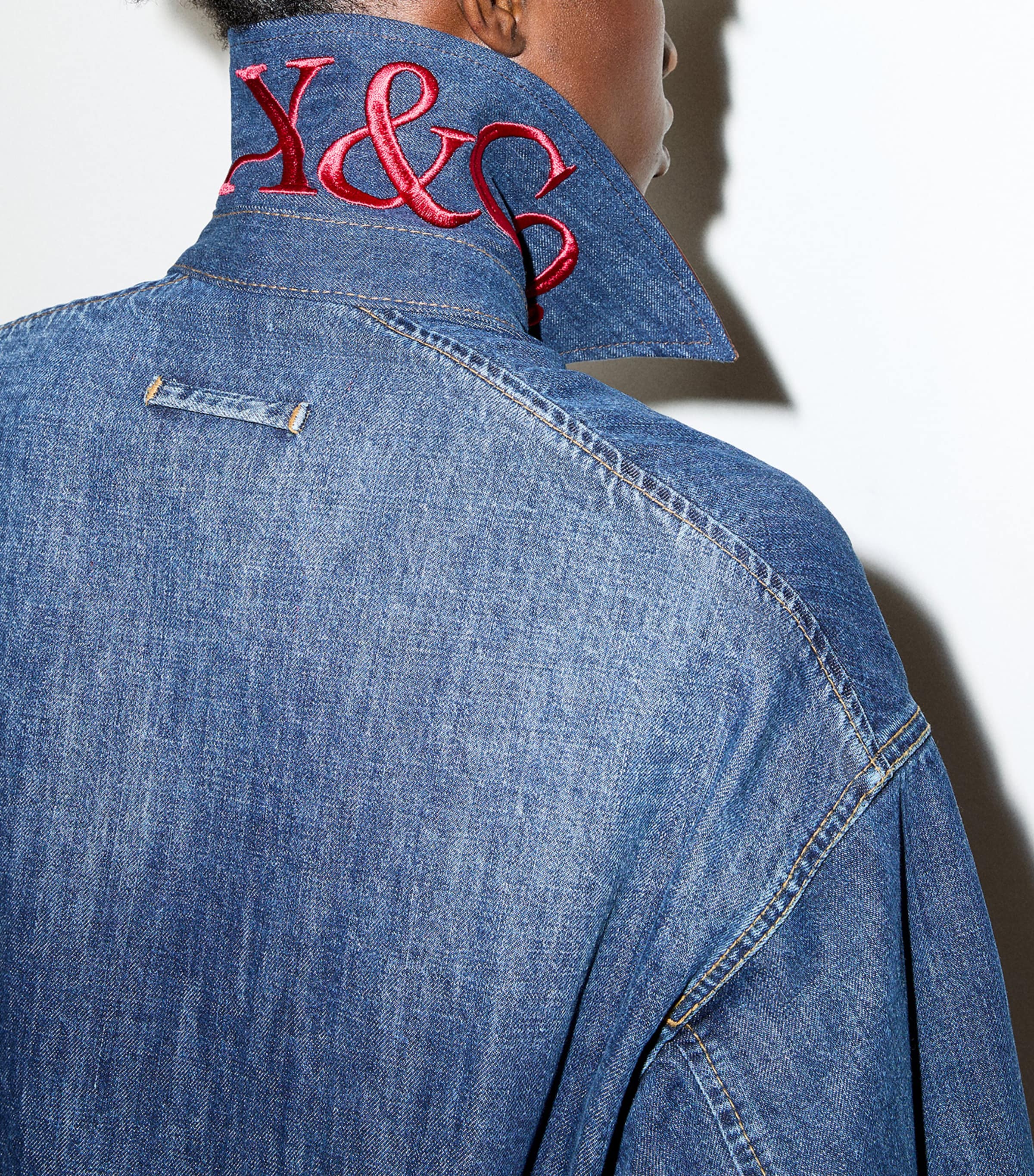 MAX&Co. Womens Contrast-Collar Denim Jacket Navy Image 6
