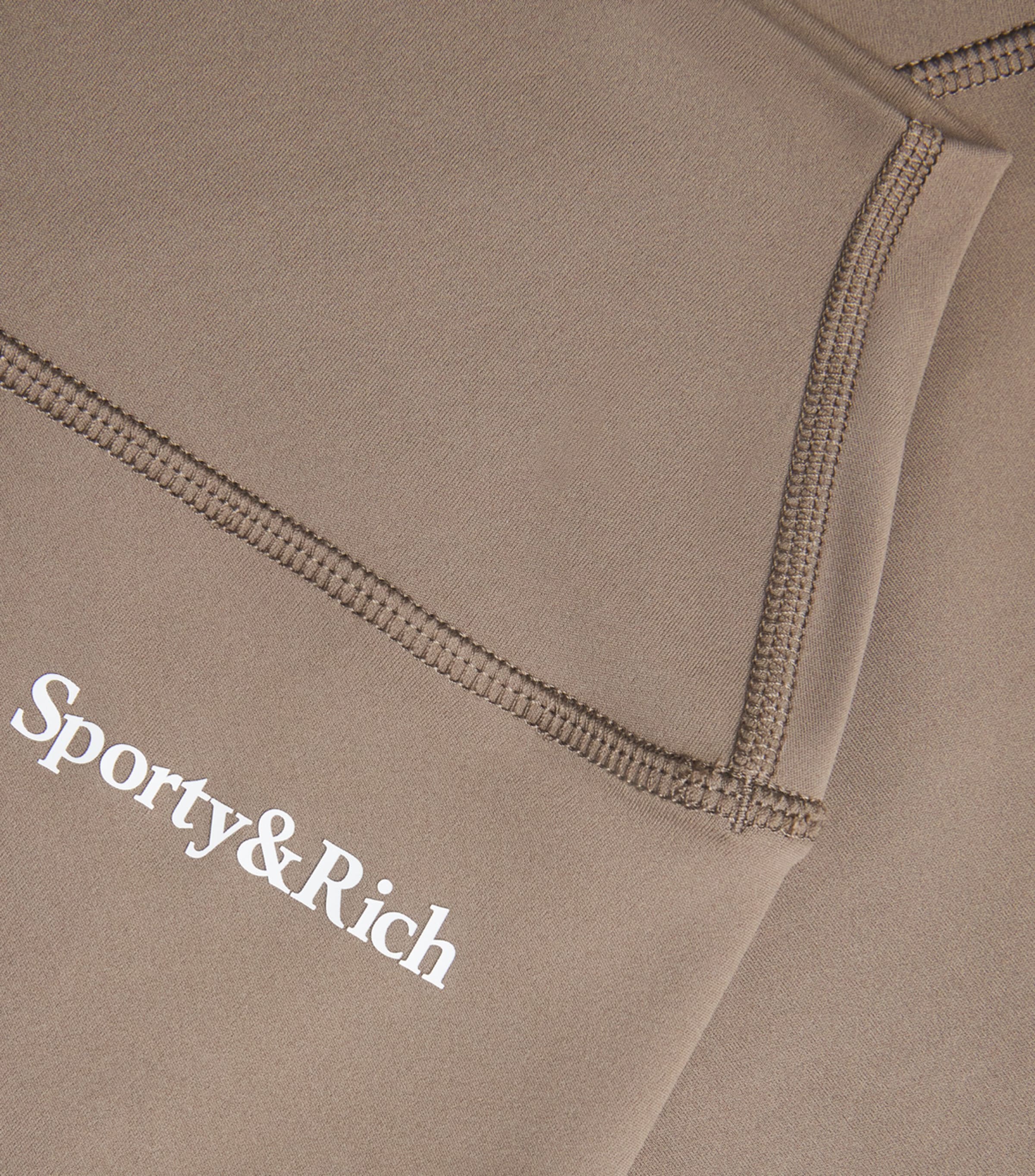 Sporty & Rich Womens Logo Serif Biker Shorts Sand White Image 6