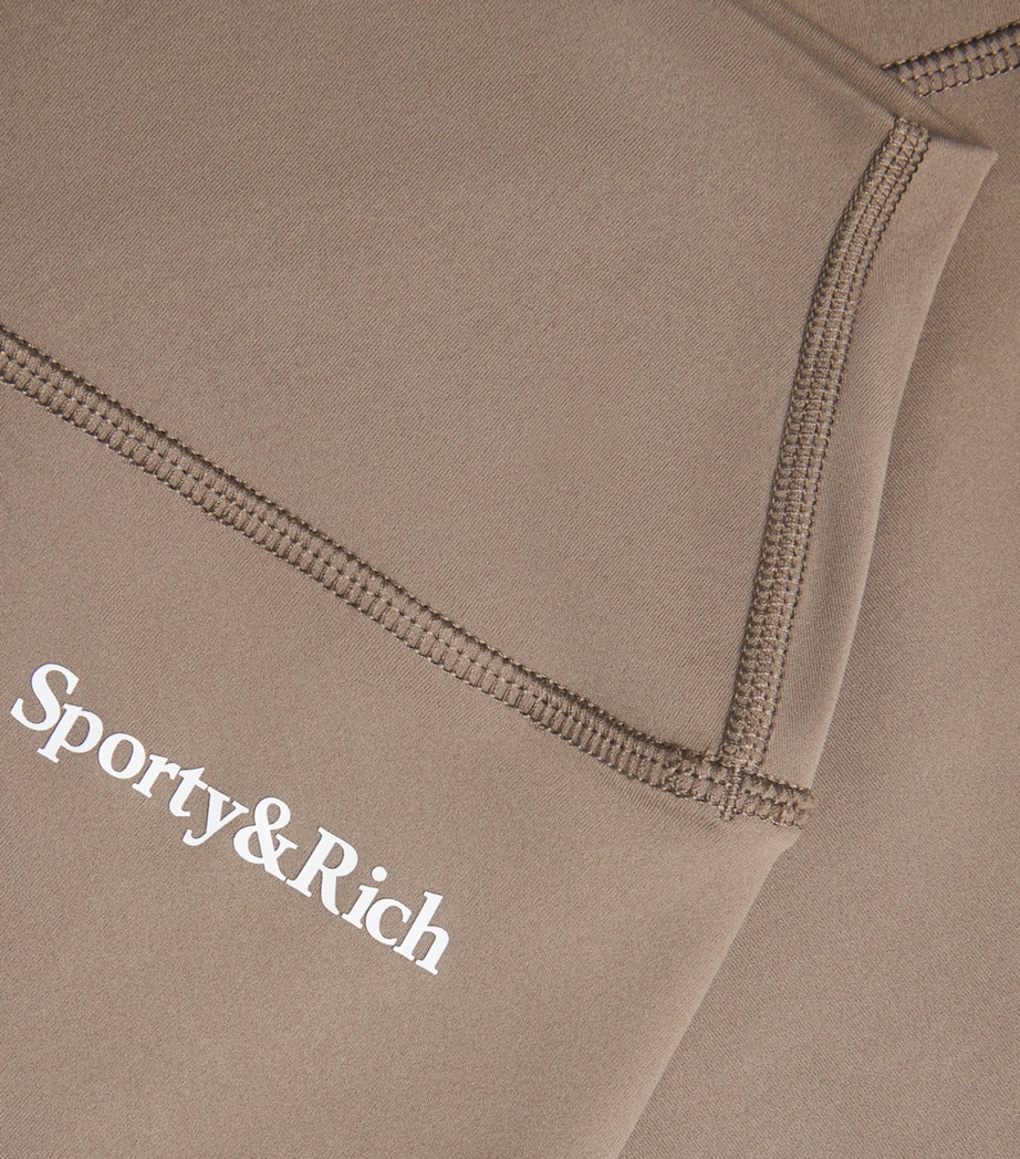 Sporty & Rich Womens Logo Serif Biker Shorts Sand White Image 6