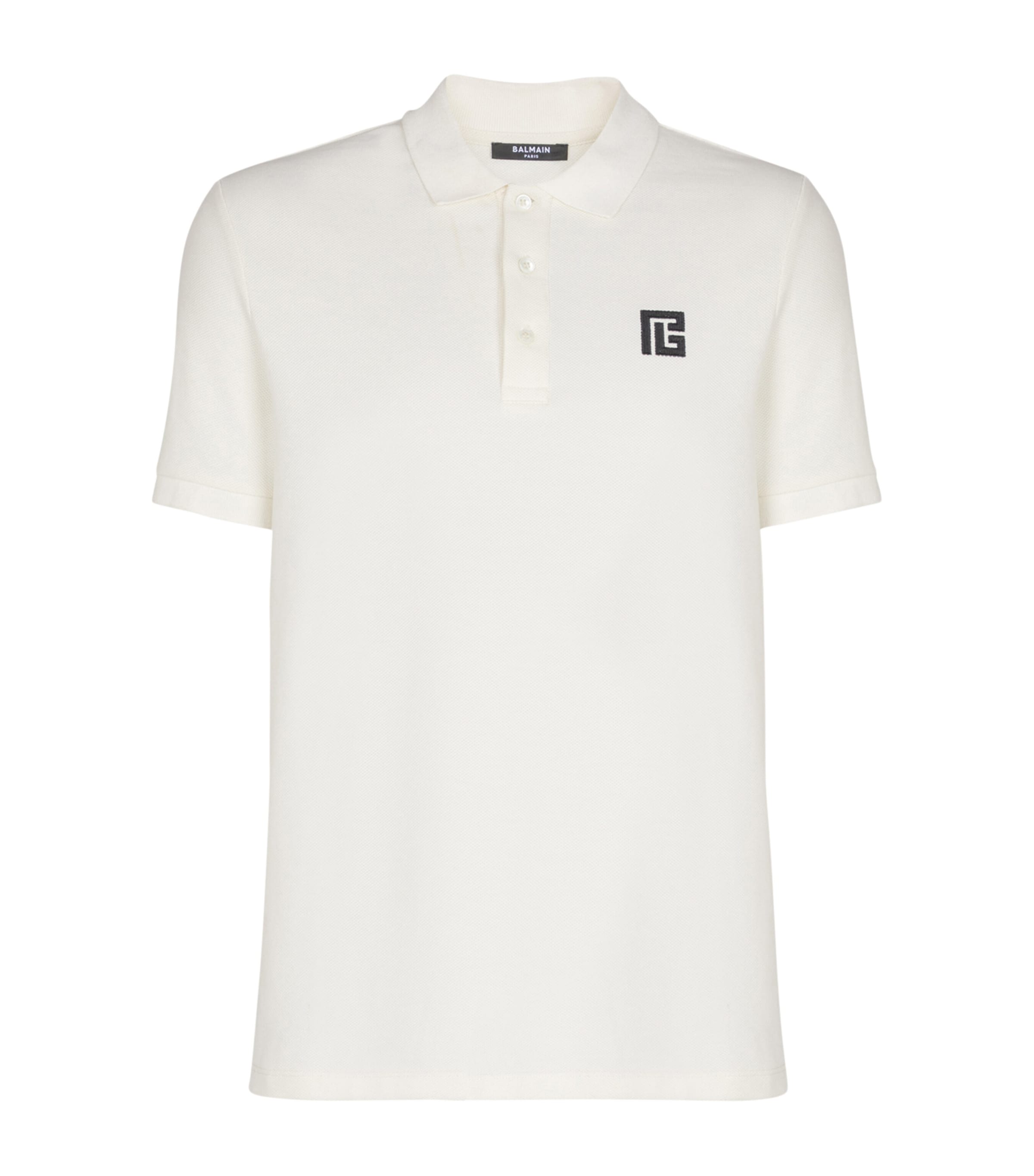 Balmain Polo Shirt Short Sleeves Ribbed Cuffs Collar In White