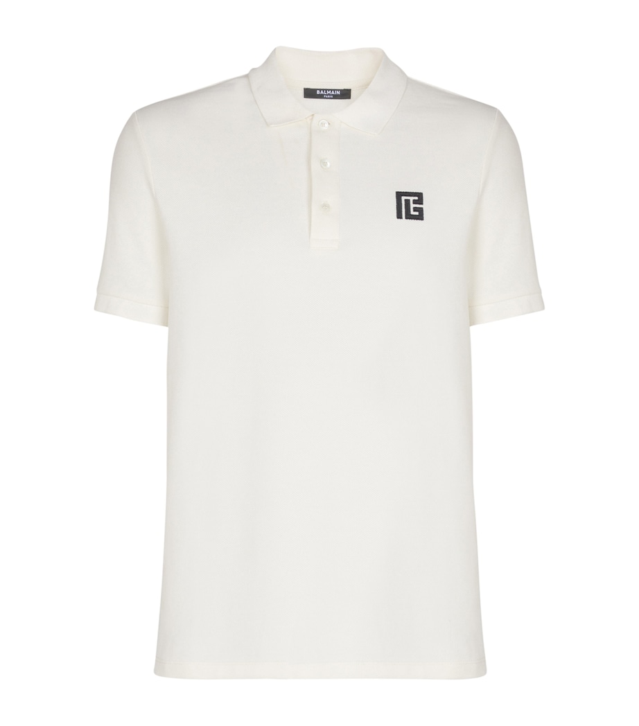 Cotton Monogram Polo Shirt GAB BLANC/NOIR Image 1