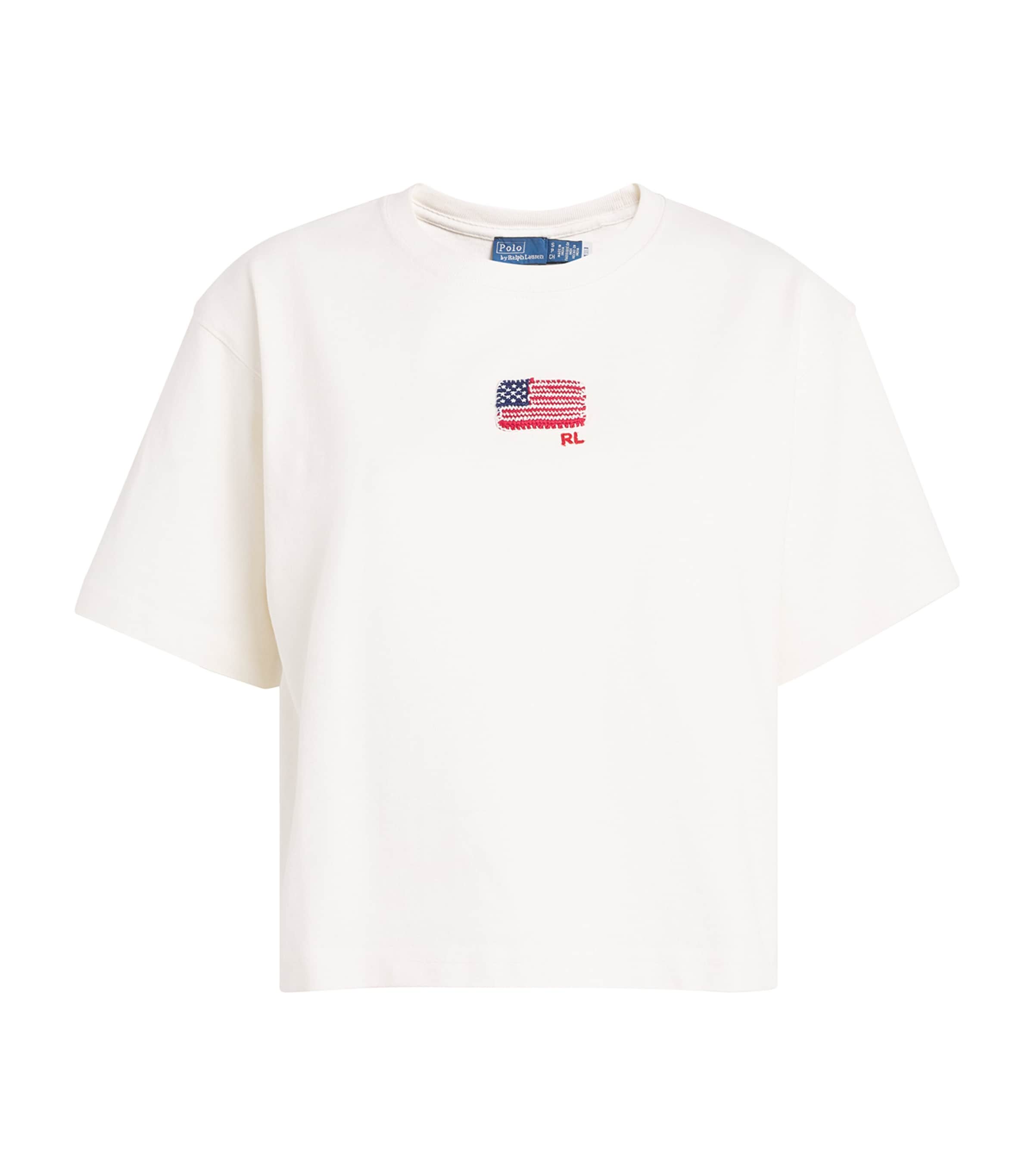 Polo Ralph Lauren Cotton Embroidered Flag T-shirt In White
