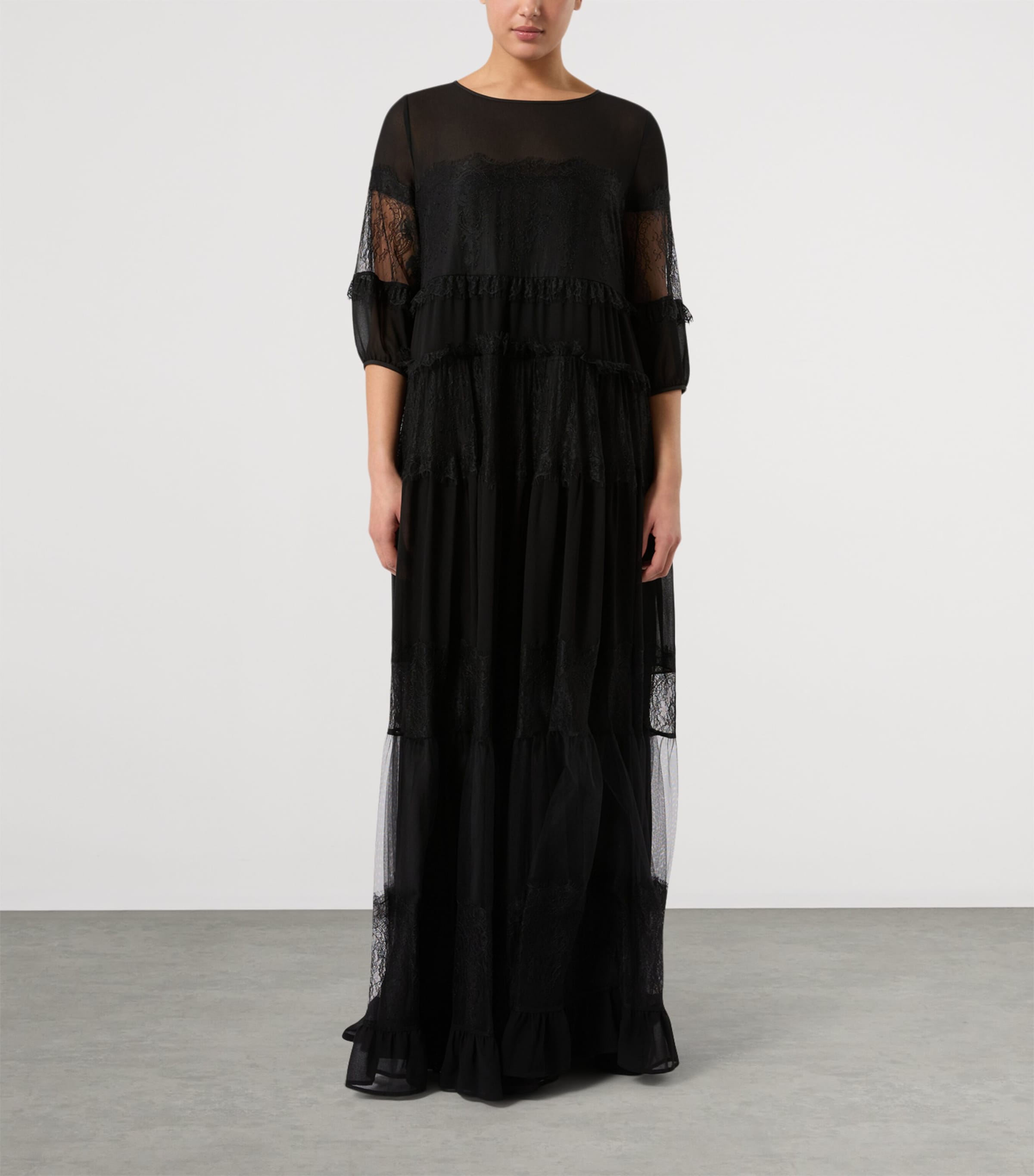 Marina Rinaldi Womens Lace Tulle Maxi Dress Black Image 3