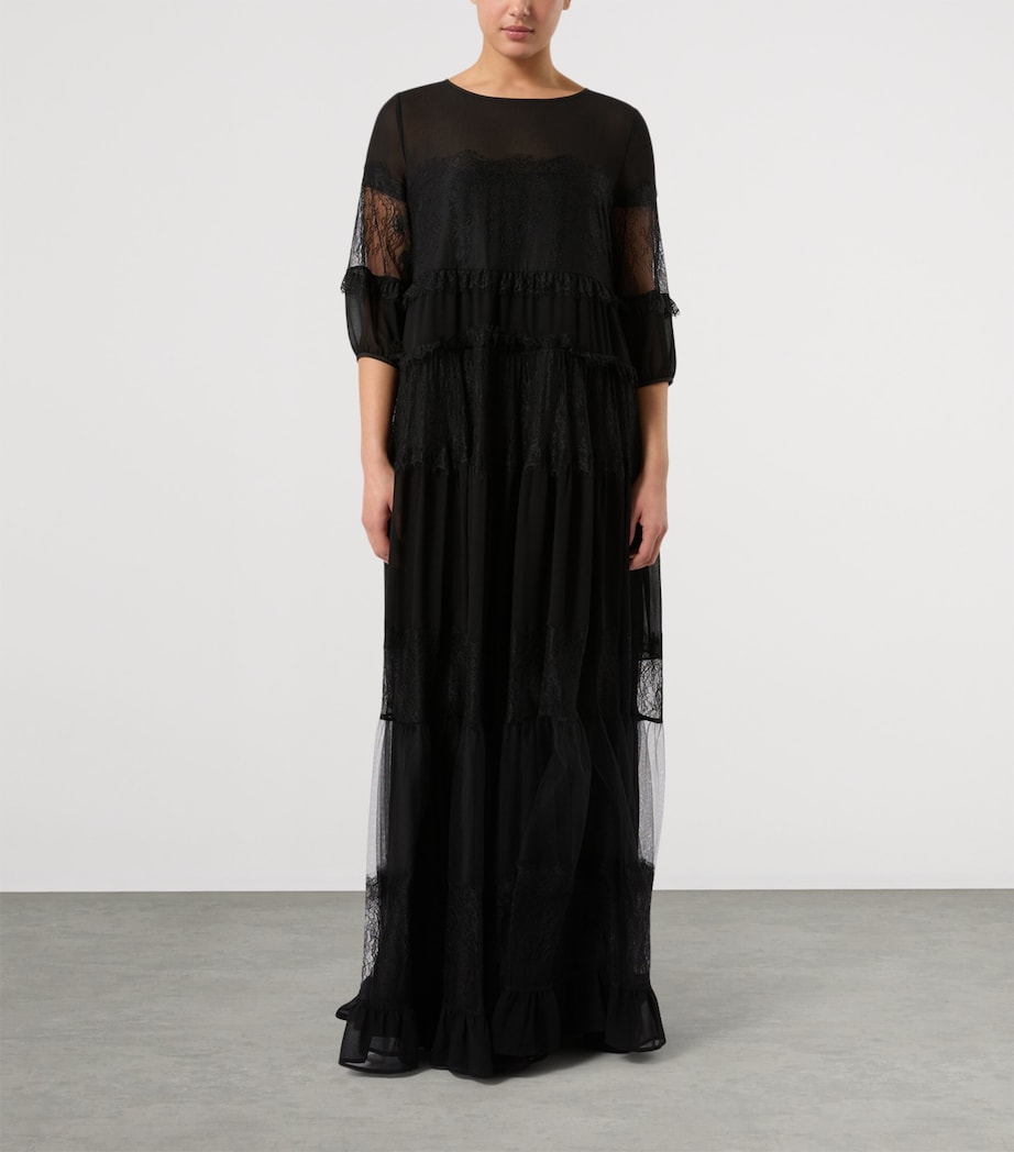 Marina Rinaldi Womens Lace Tulle Maxi Dress Black Image 3