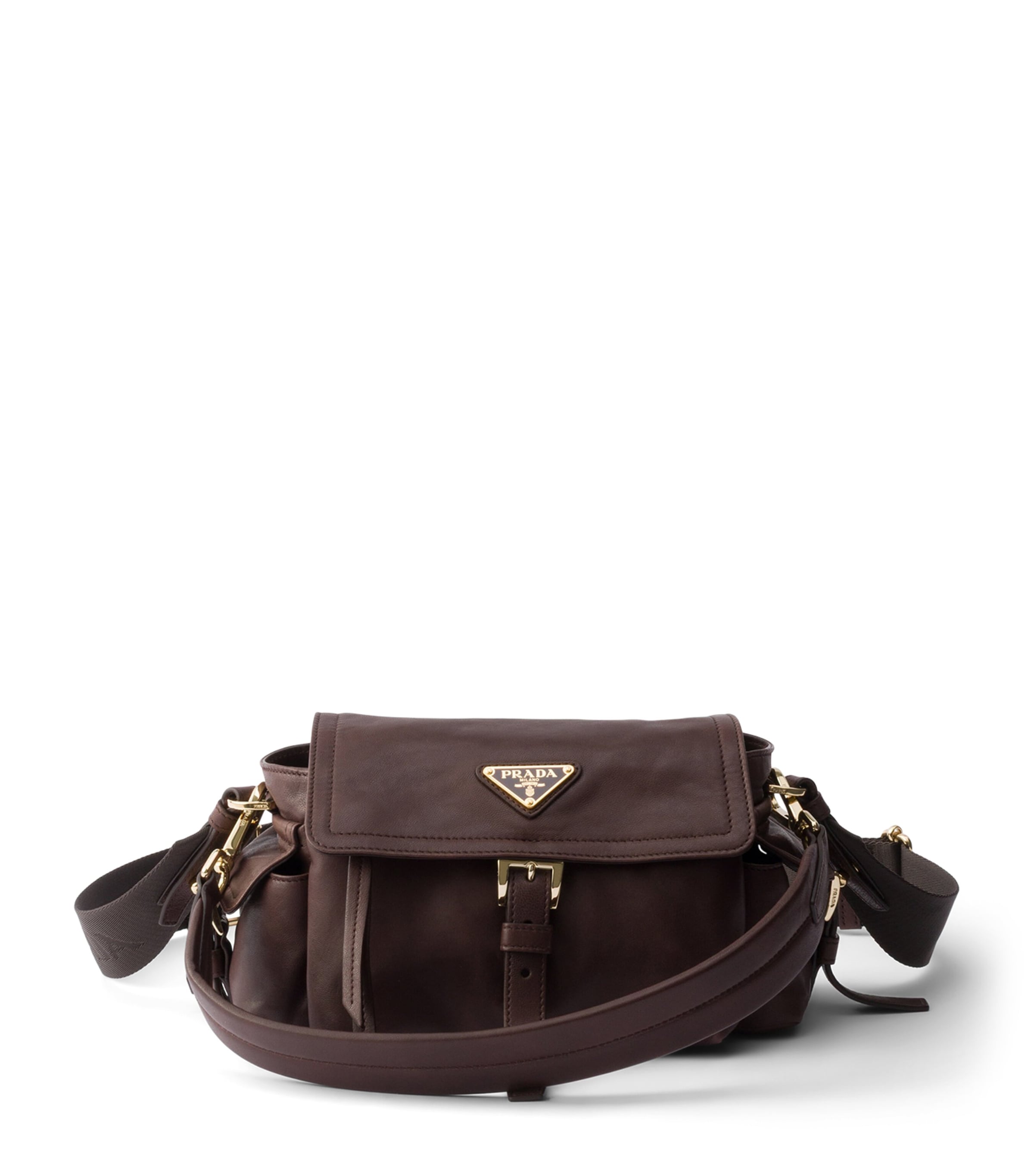 Prada Mini Lambskin Explore Shoulder Bag Brown Image 1