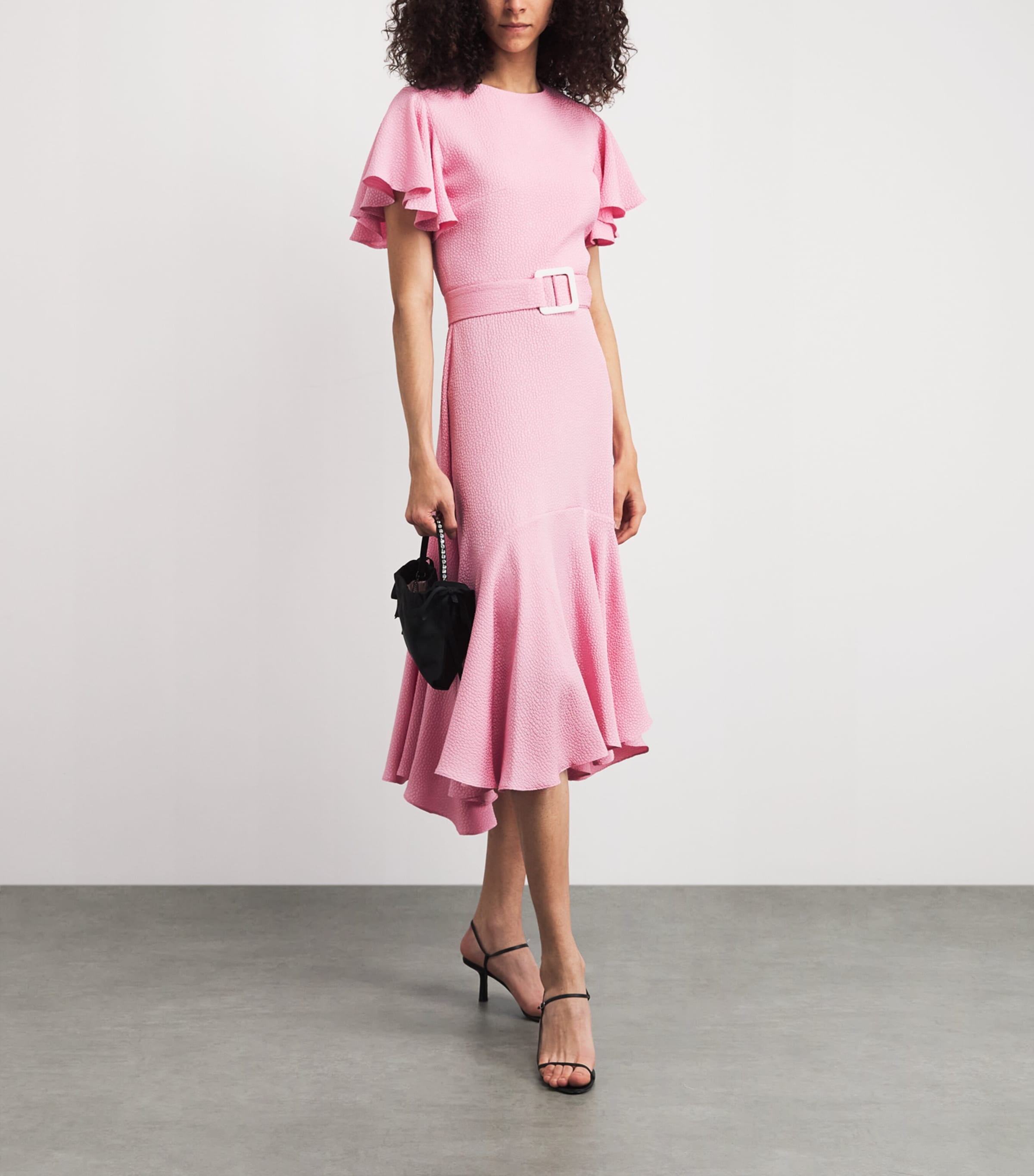 Edeline Lee Womens Bubble Jacquard Dada Midi Dress Pink Image 2