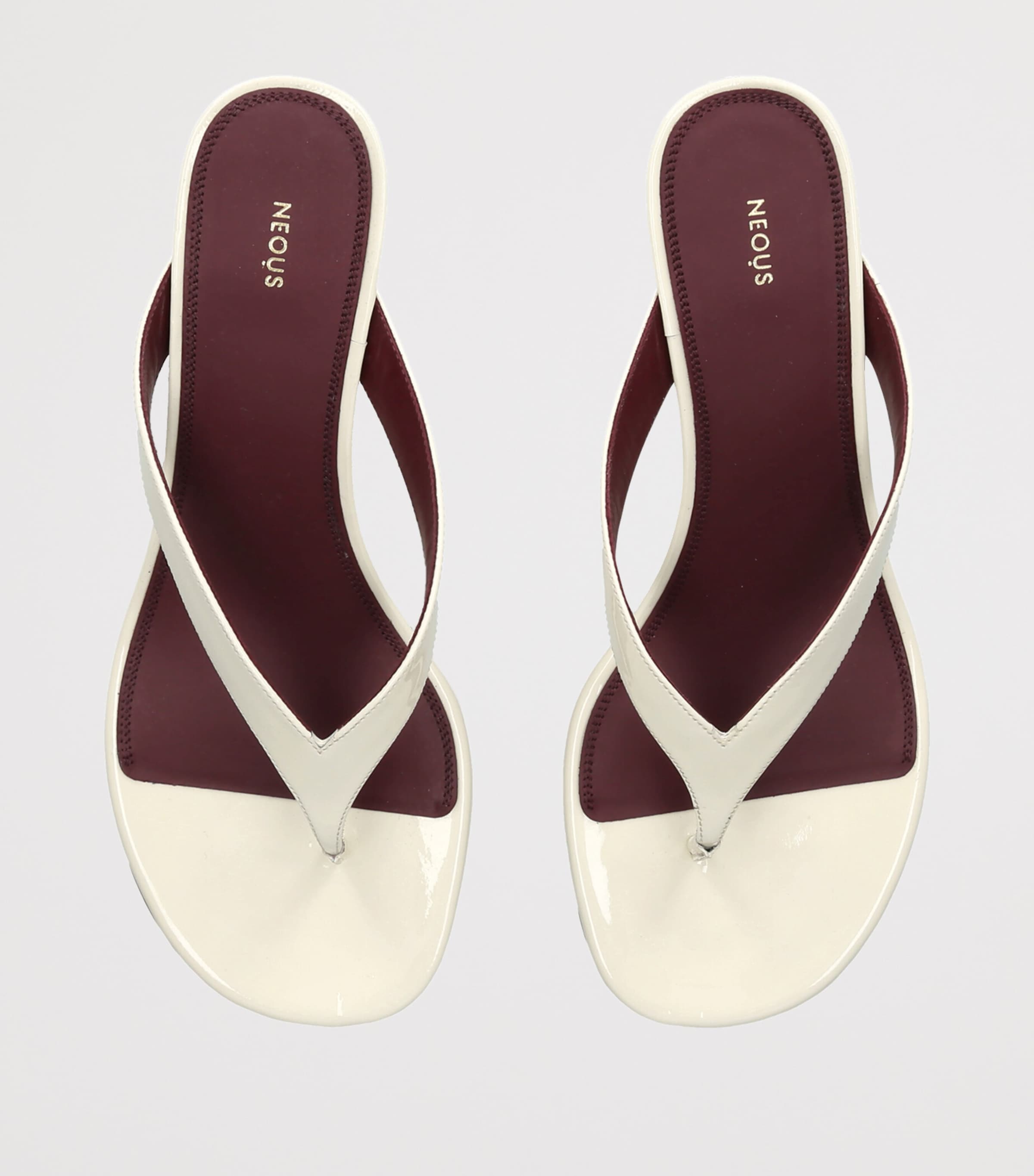 NEOUS Patent Leather Tercus Wedge Sandals 50 Bone Image 3