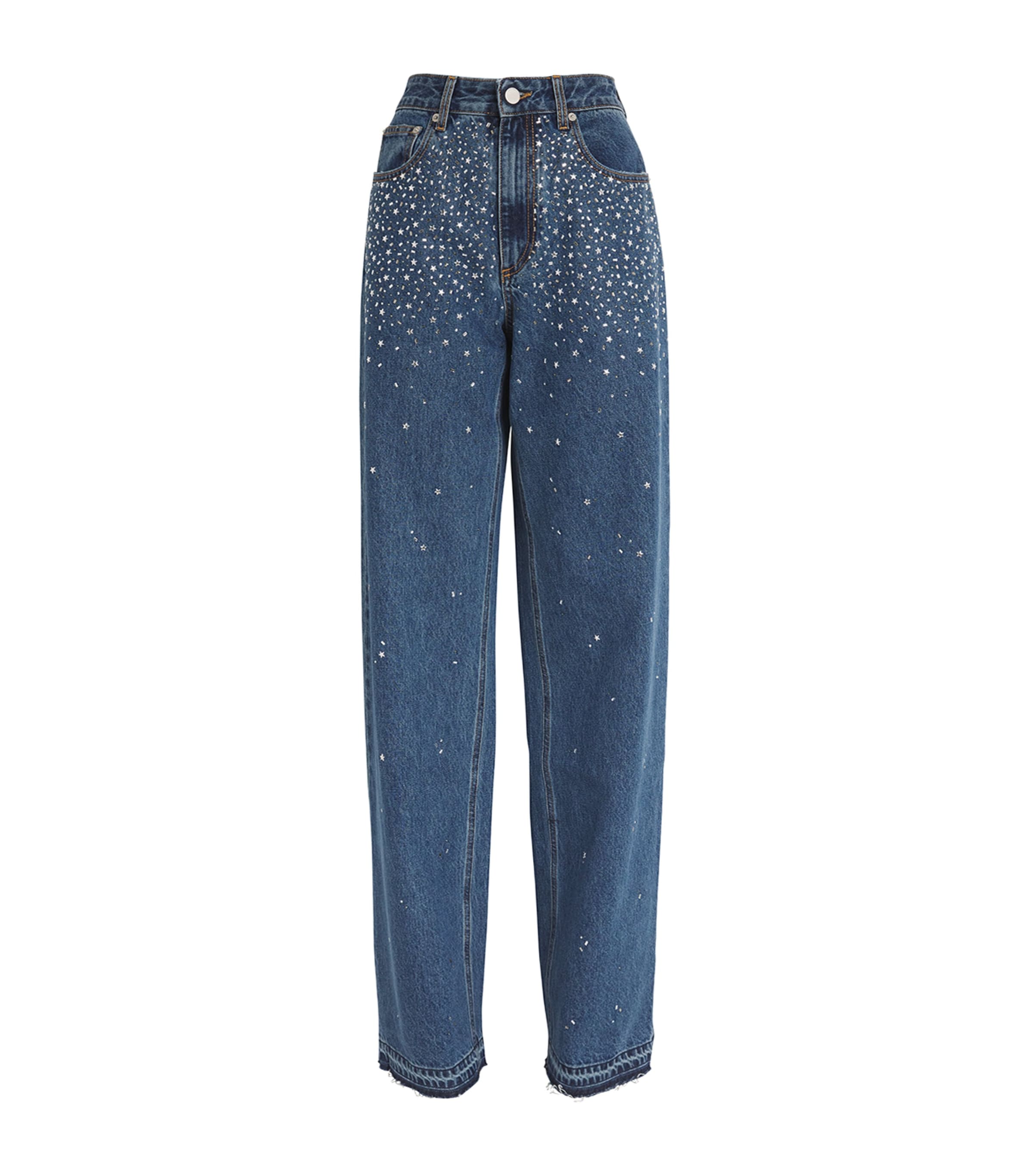 Alessandra Rich Rhinestone-embellished Jeans In Blue