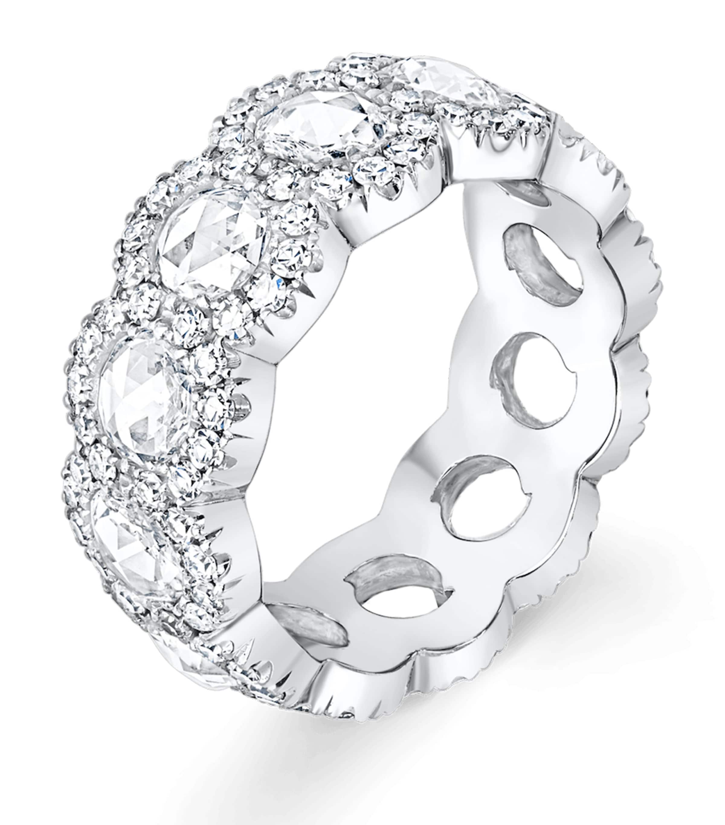 White Gold and Diamond Rose Cut Eternity Ring Image 1