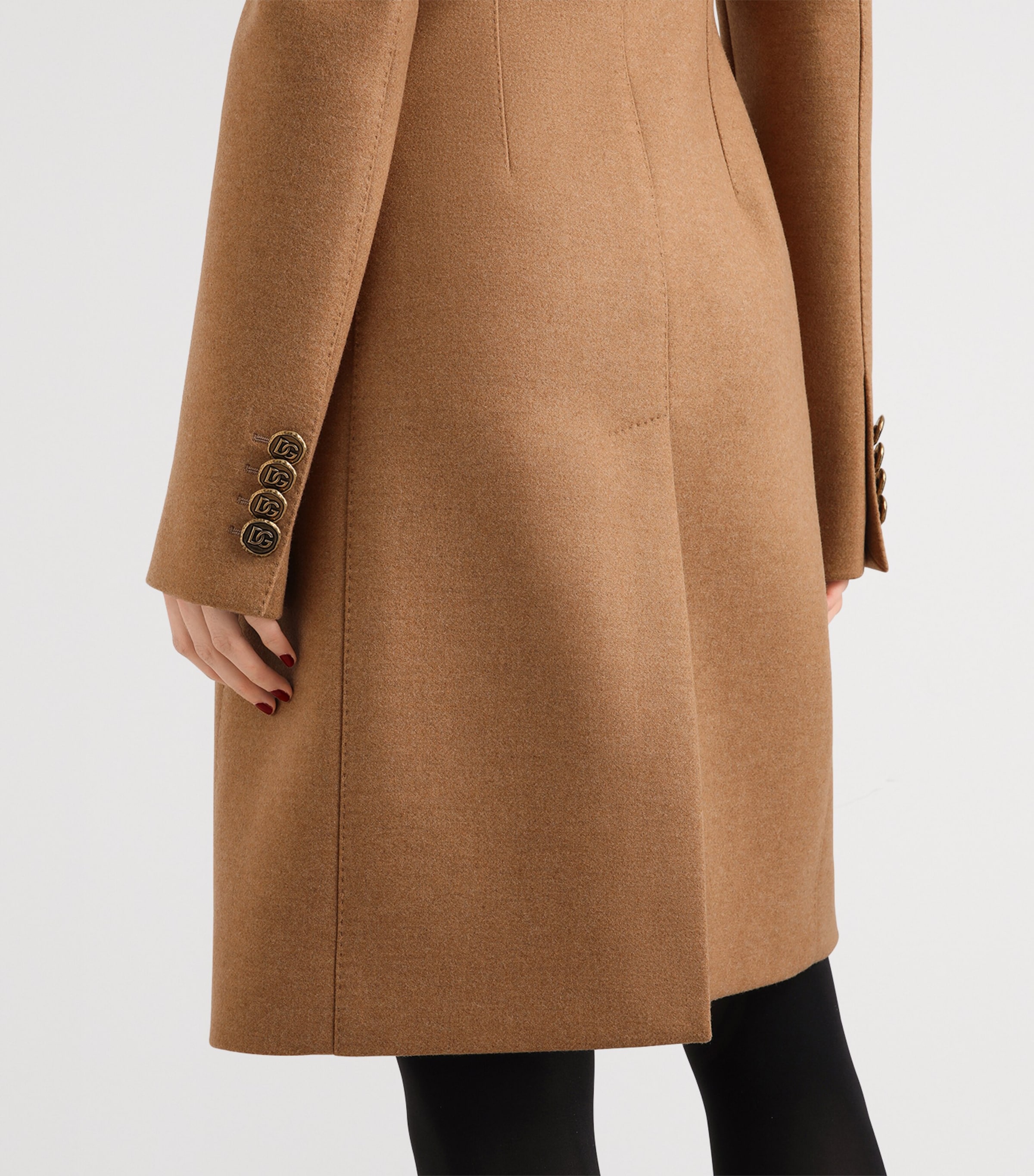Dolce&Gabbana Womens Wool Double-Breasted Coat Sand Image 3