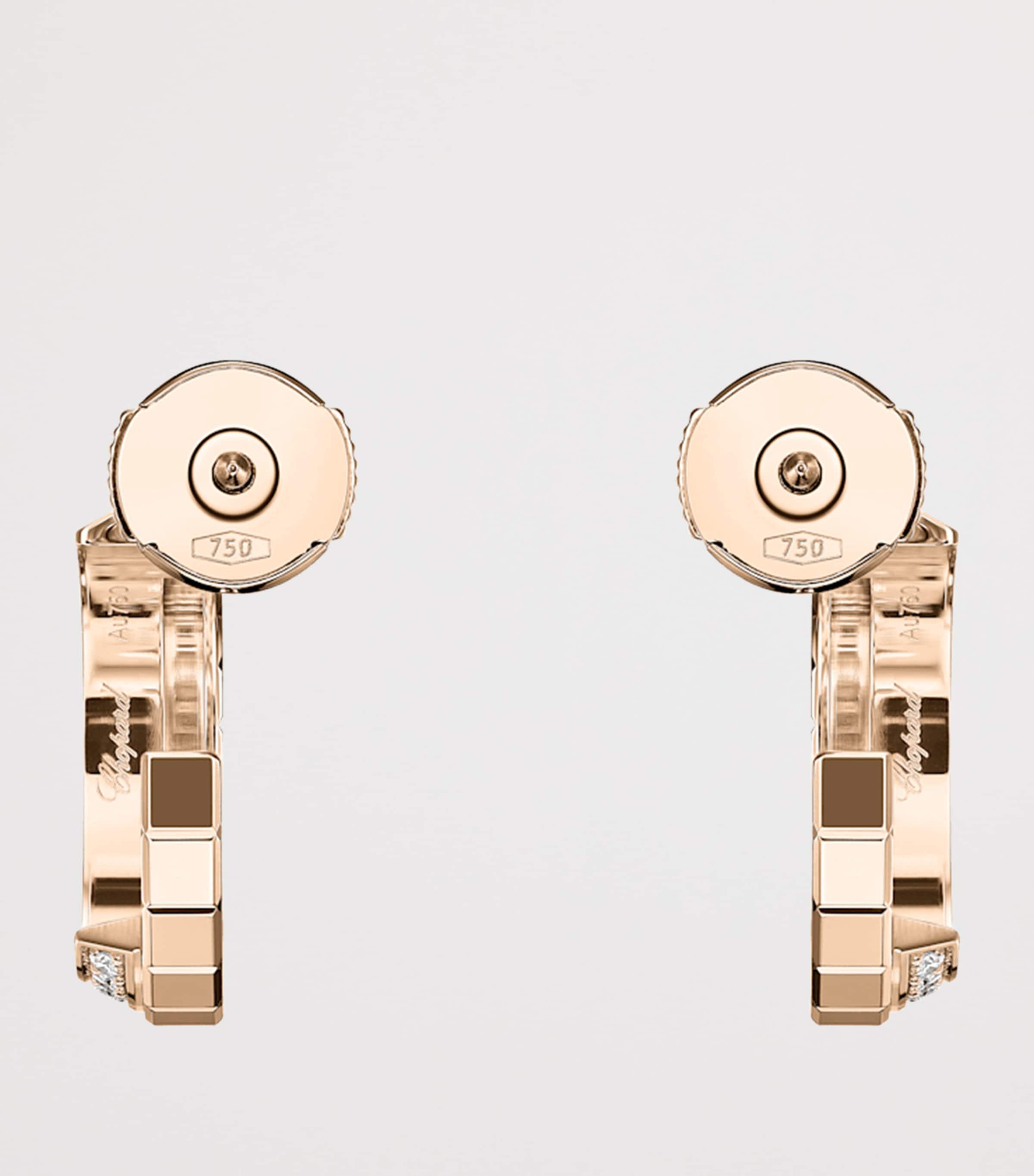 Rose Gold and Diamond Ice Cube Hoop Earrings 18K ROSE GOLD Image 3