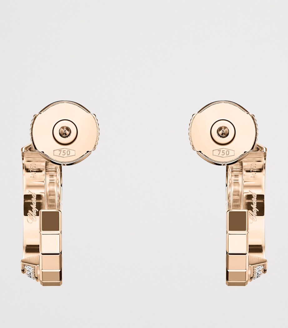 Rose Gold and Diamond Ice Cube Hoop Earrings 18K ROSE GOLD Image 3