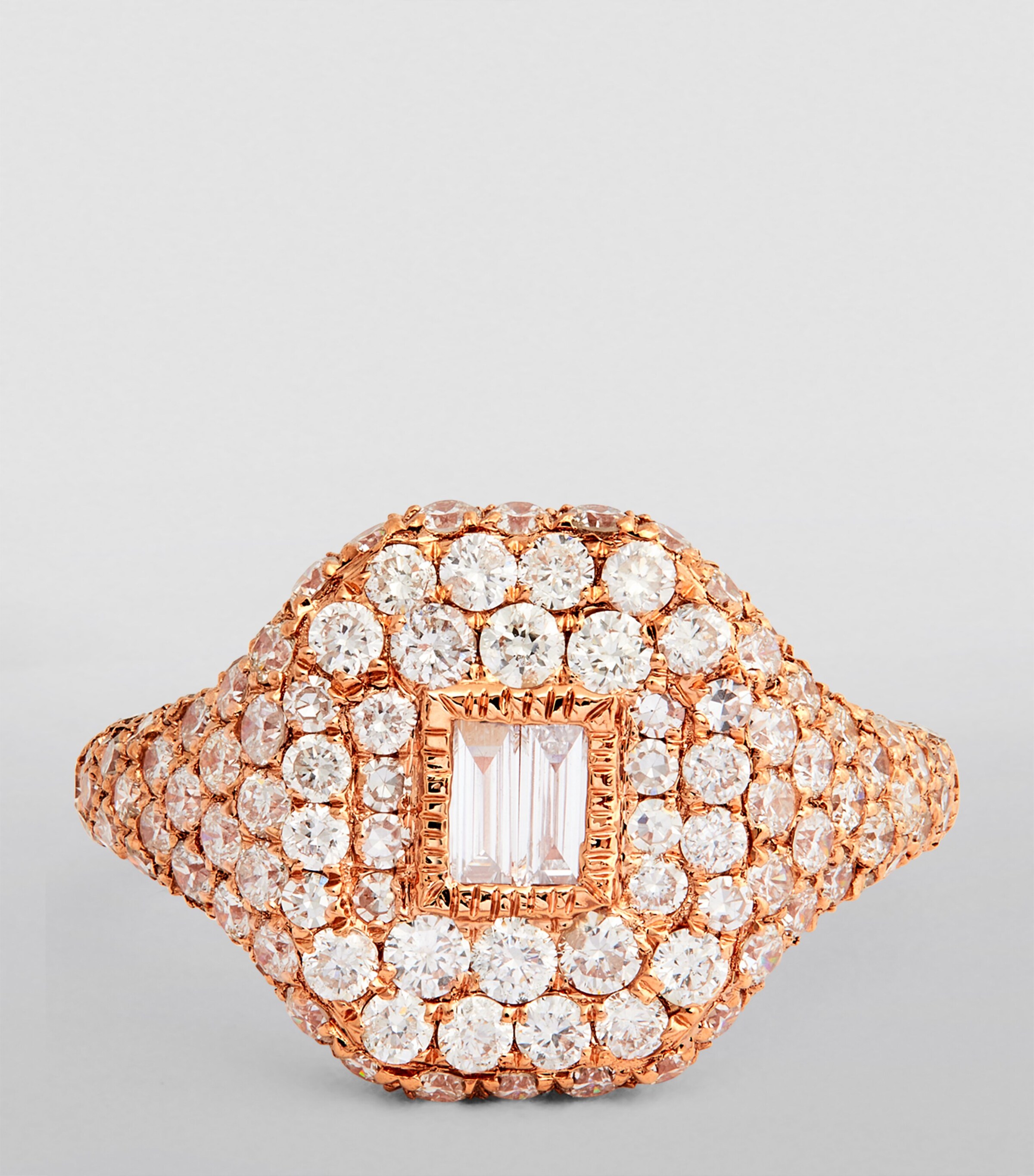 Rose Gold and Diamond New Modern Pinky Ring ROSE GOLD Image 3