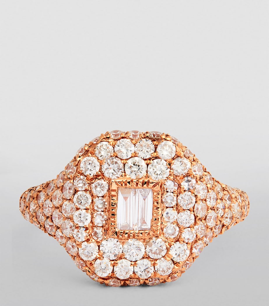 Rose Gold and Diamond New Modern Pinky Ring ROSE GOLD Image 3