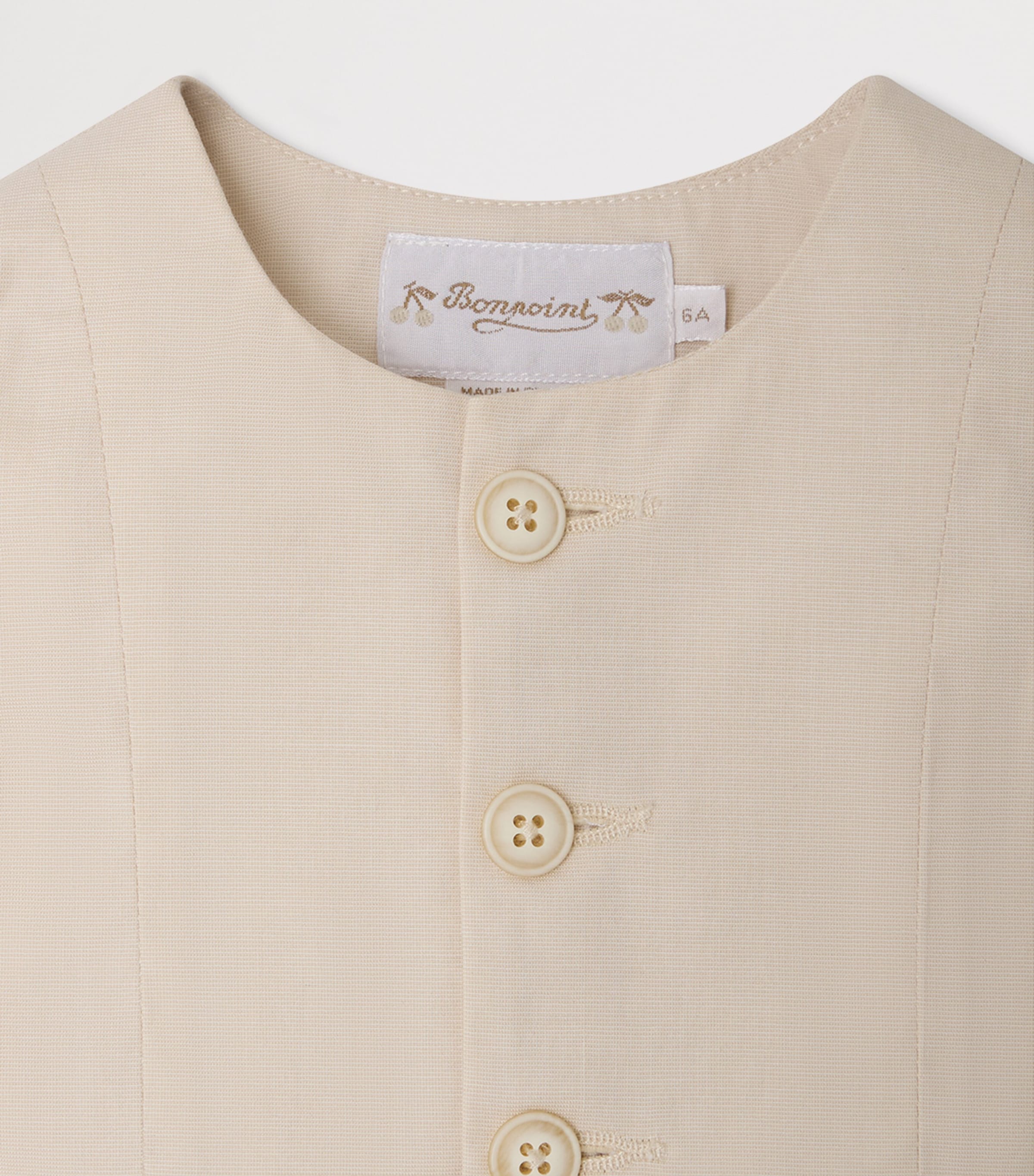 Bonpoint Stretch-Cotton Waistcoat (6-12 Months) Ecru Image 3