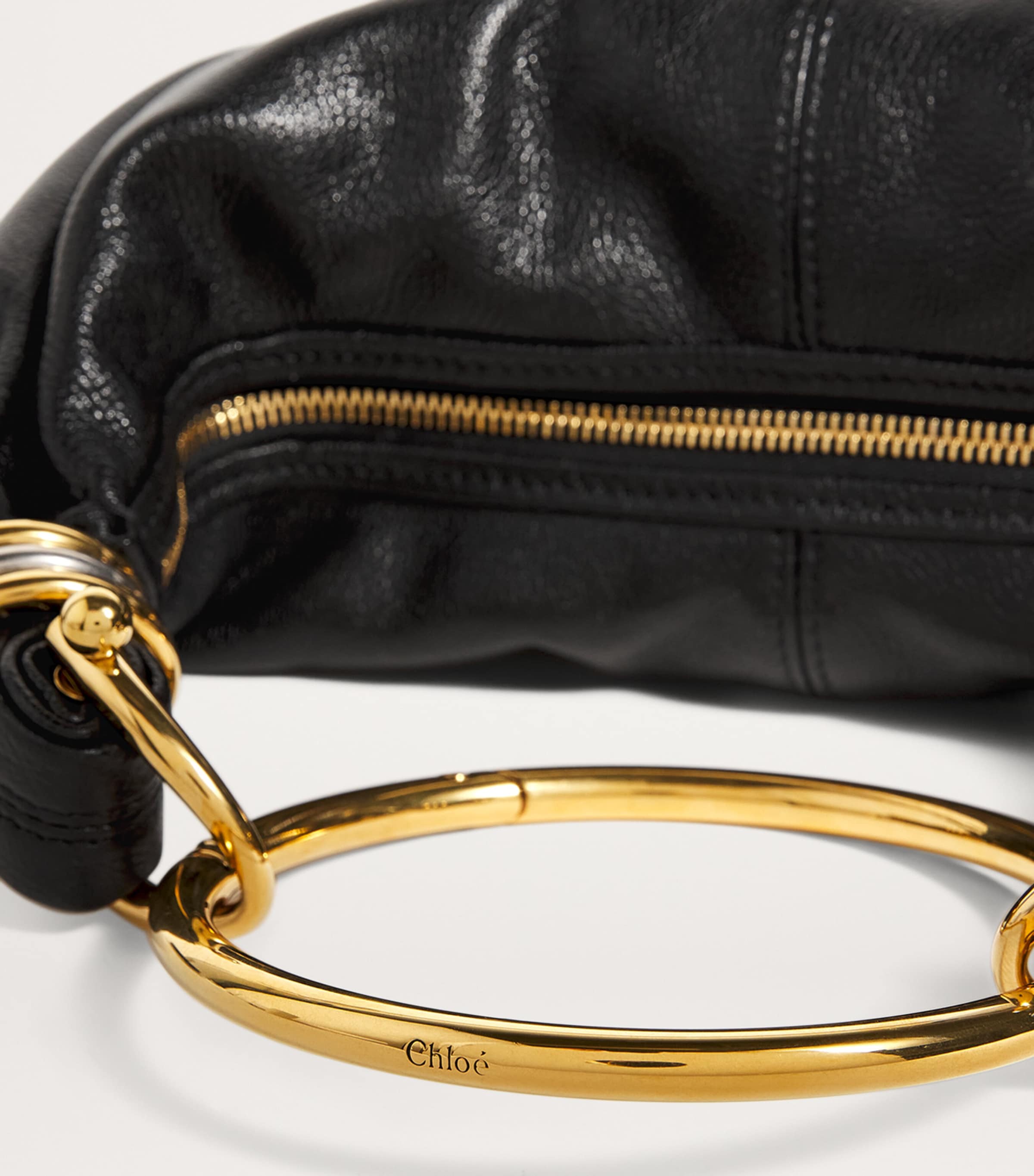 Small Leather Bracelet Top-Handle Bag BLACK Image 4