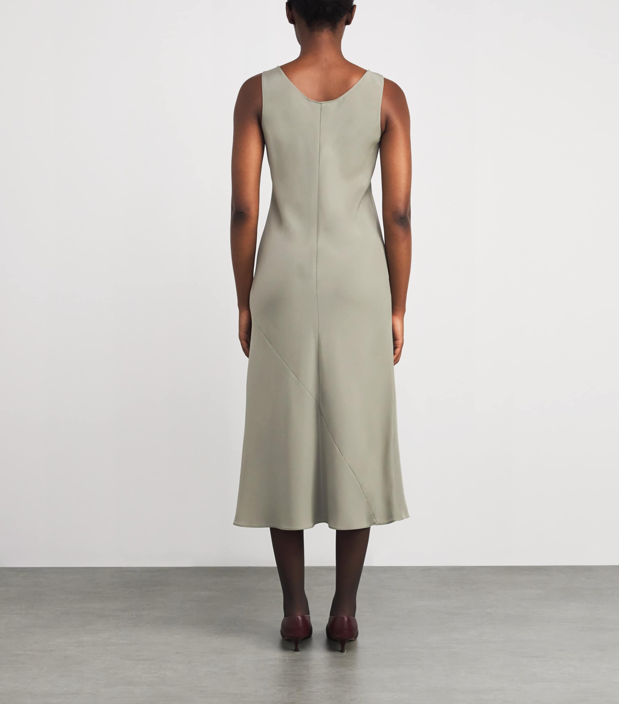 Silk Midi Dress SAGE GREEN Image 3