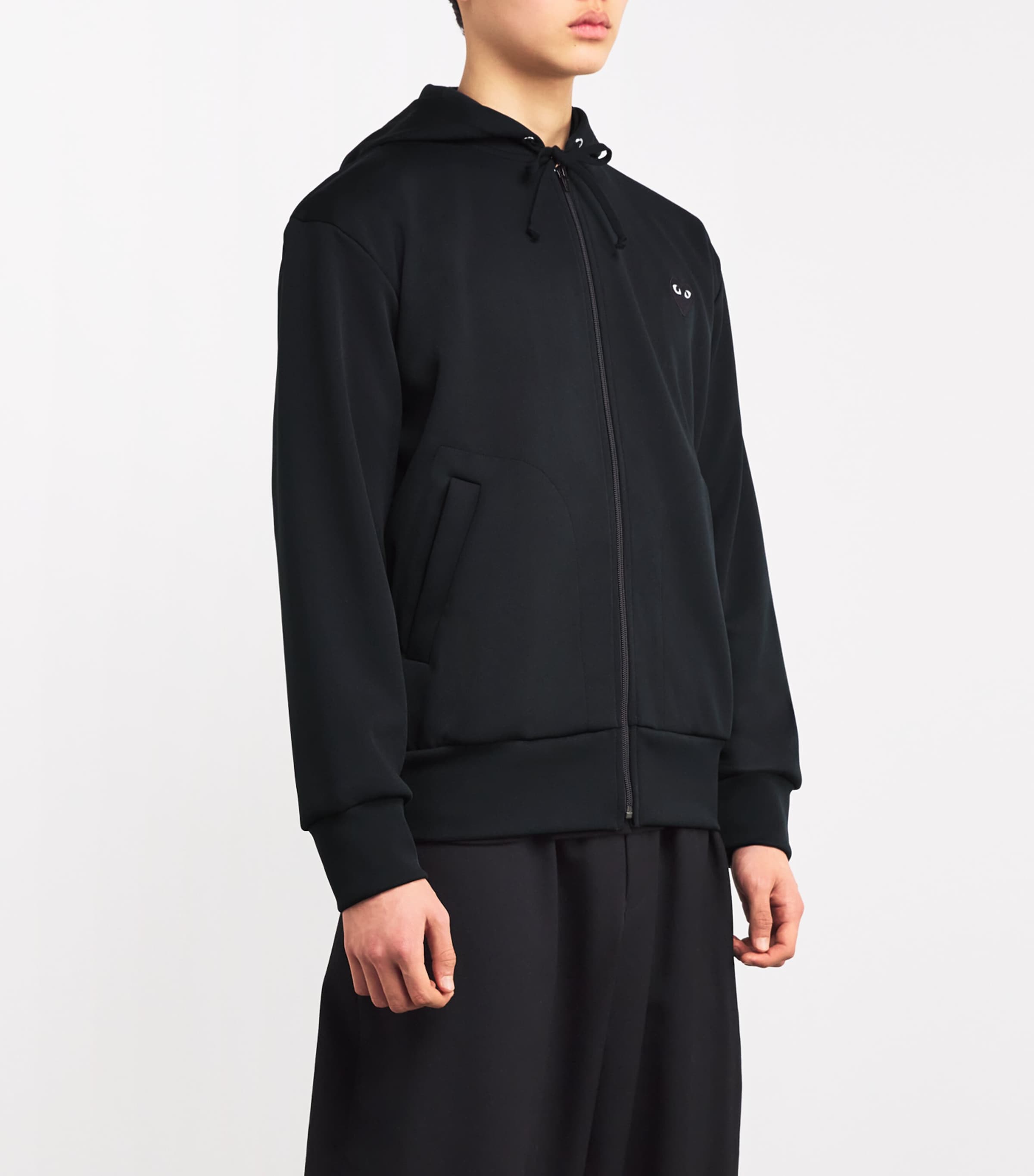 Zip-Up Heart Hoodie BLACK Image 3