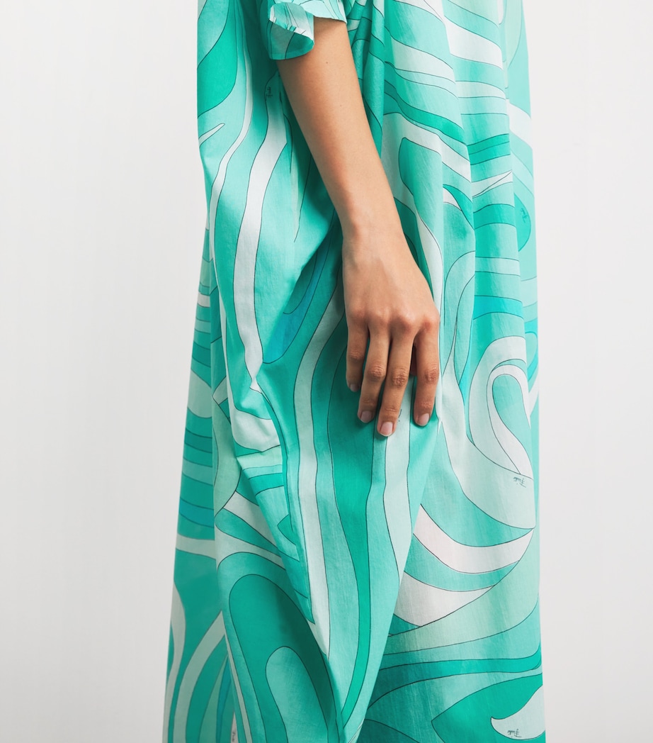 Cotton Marmo Maxi Dress 007/TURQUOISE Image 4