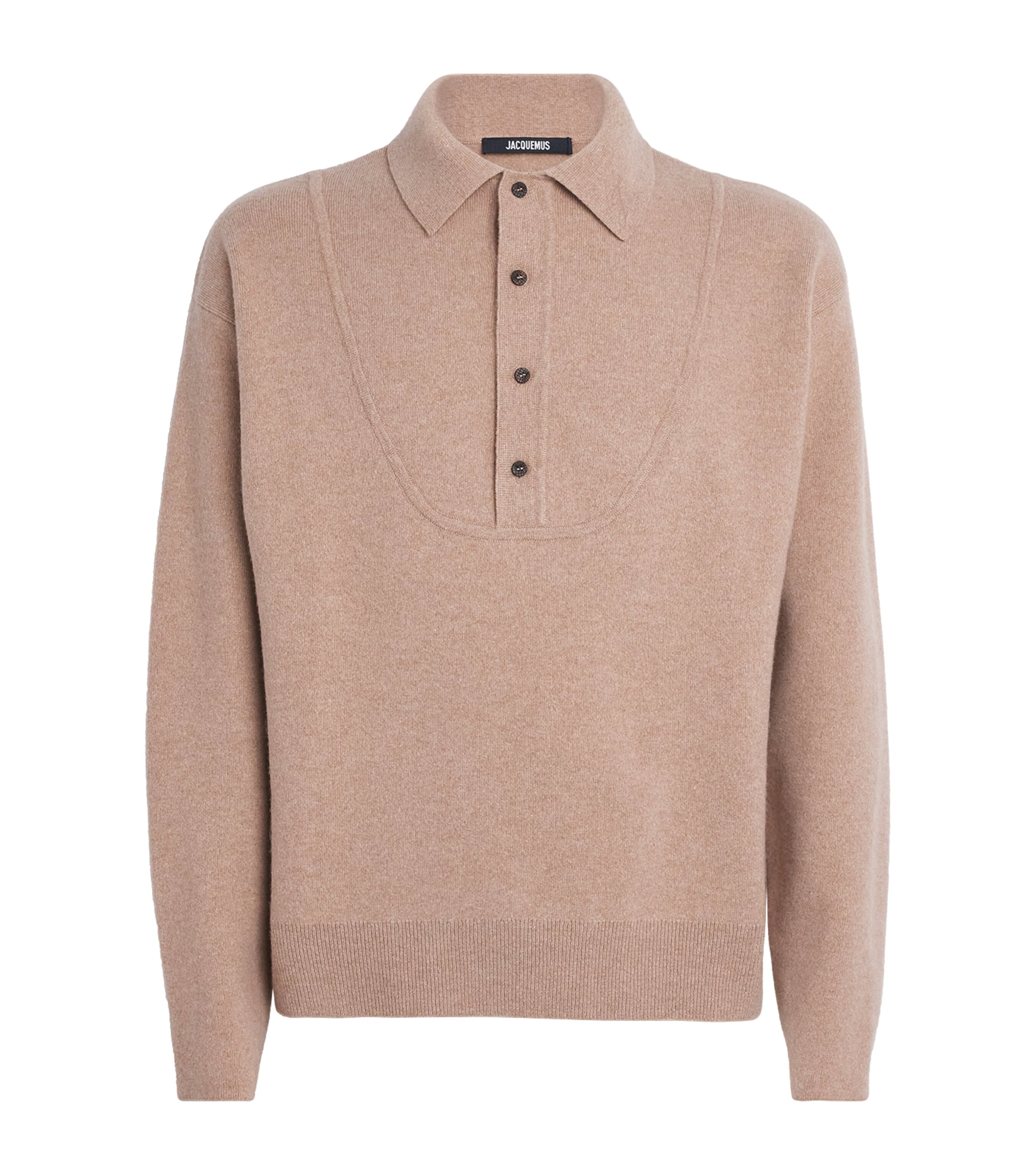 Jacquemus Buttoned Polo-neck Sweater In Brown