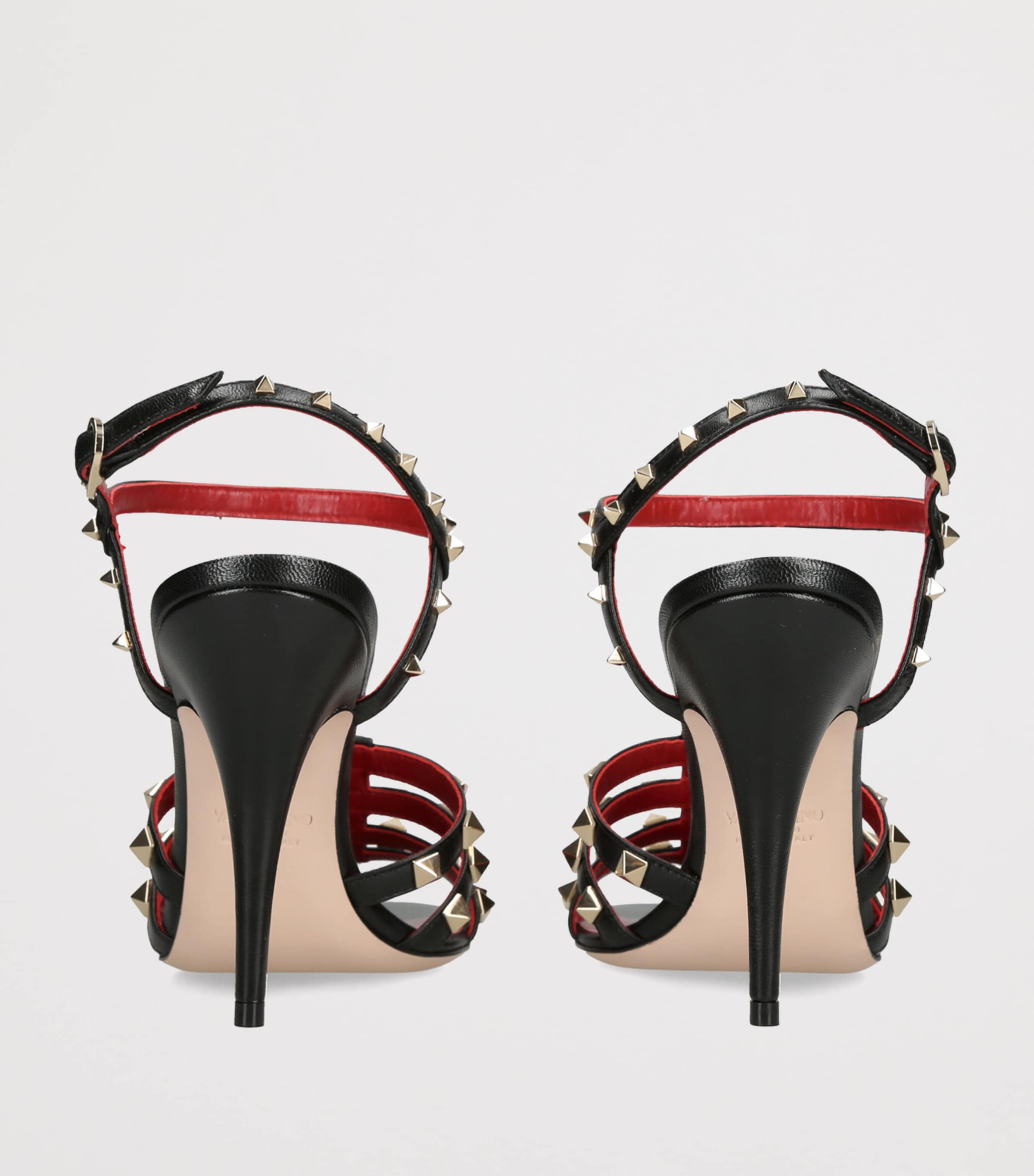 Valentino Garavani Leather Rockstud Heeled Sandals 100 Black Image 2
