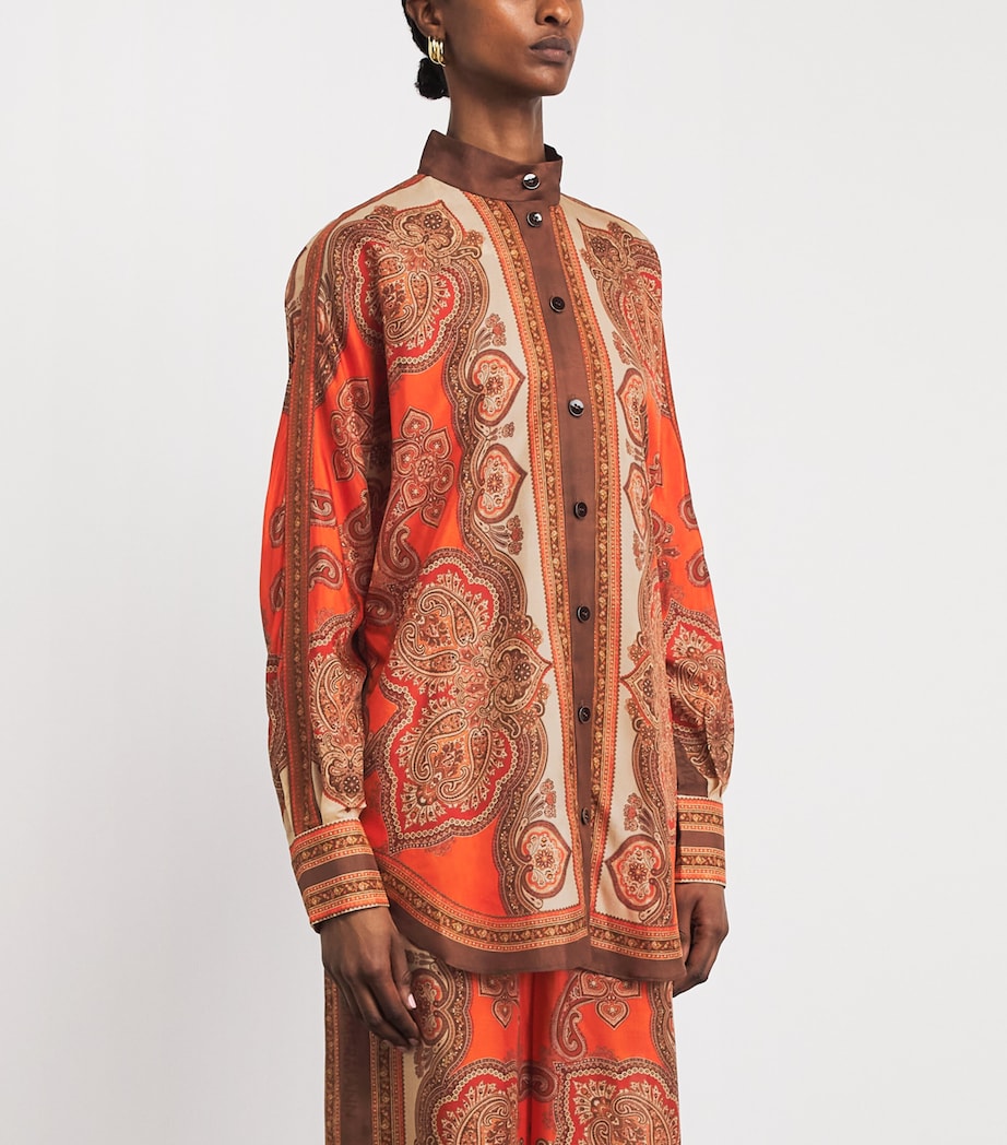 Zimmermann Womens Silk Mahon Shirt Tangerine Paisley Image 4