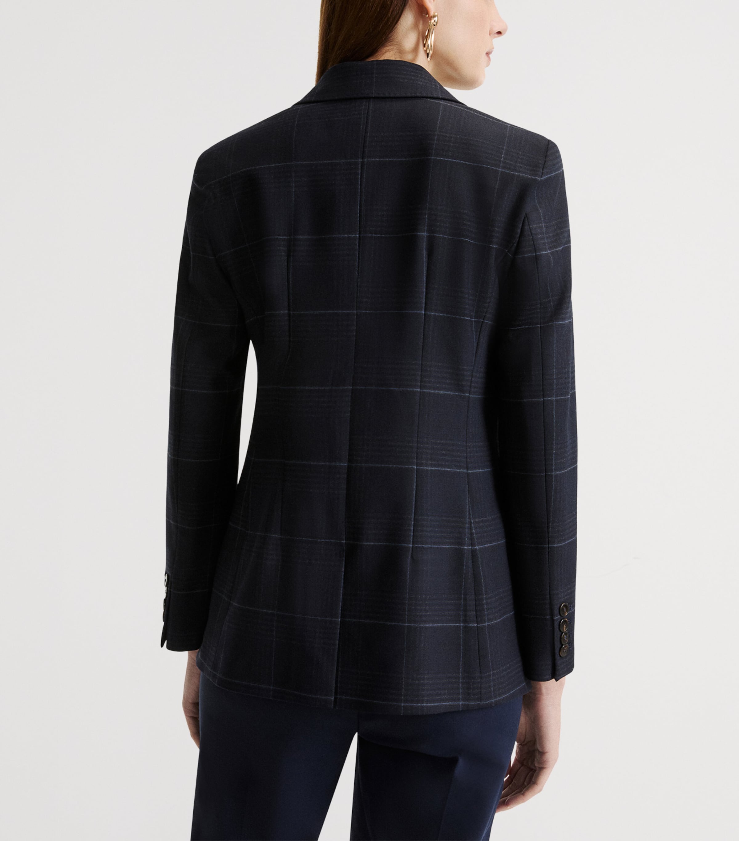 Marella Womens Check Blazer Navy Image 3