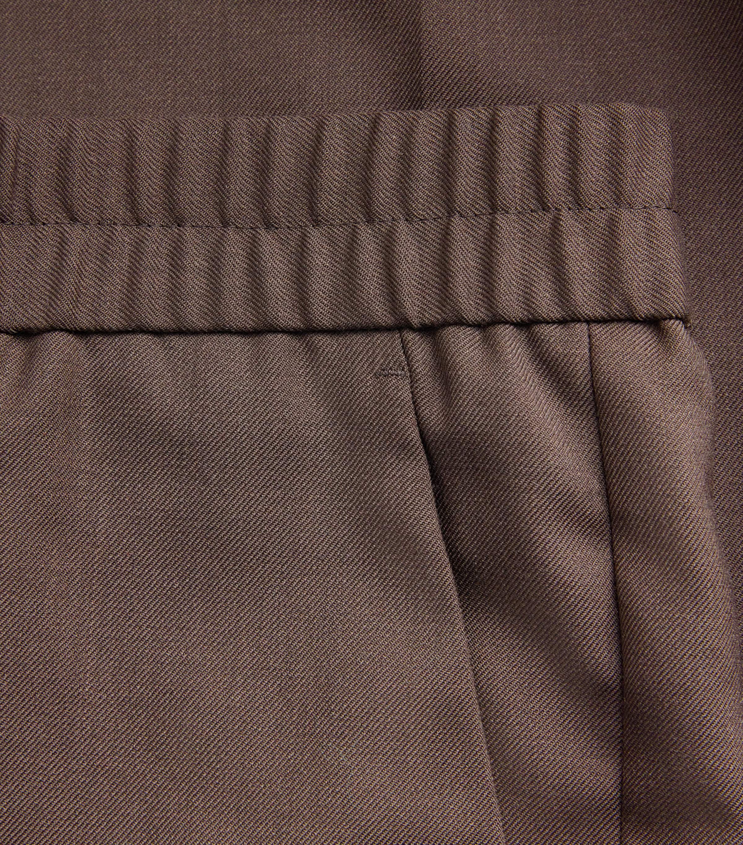 Wool Elasticated Straight Trousers BROWN-67 Image 5
